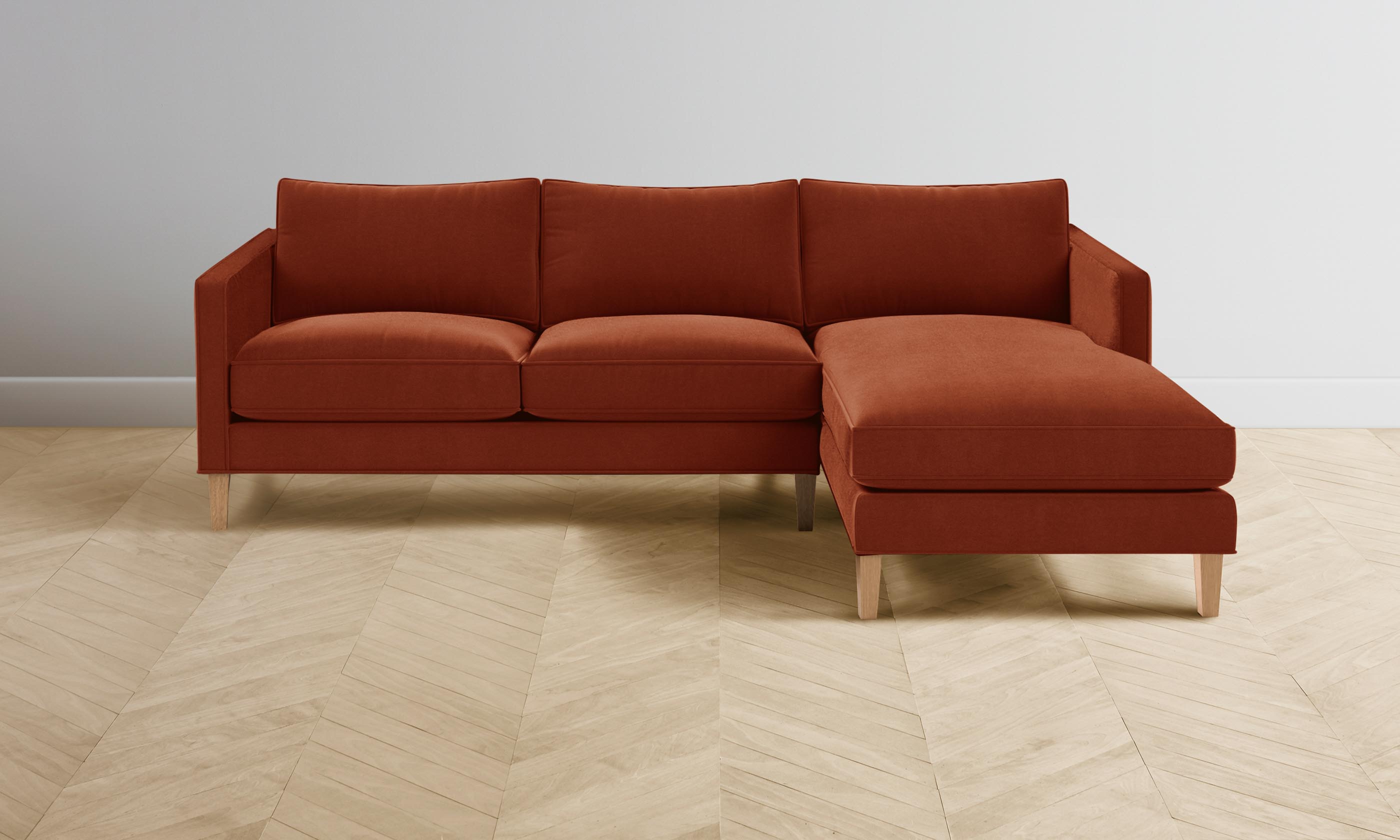 Luxury Crosby Sectional Sofa - Soft Mohair Upholstery in Warm Spice Color - Perfect for Living Room, Lounge & Family Gatherings