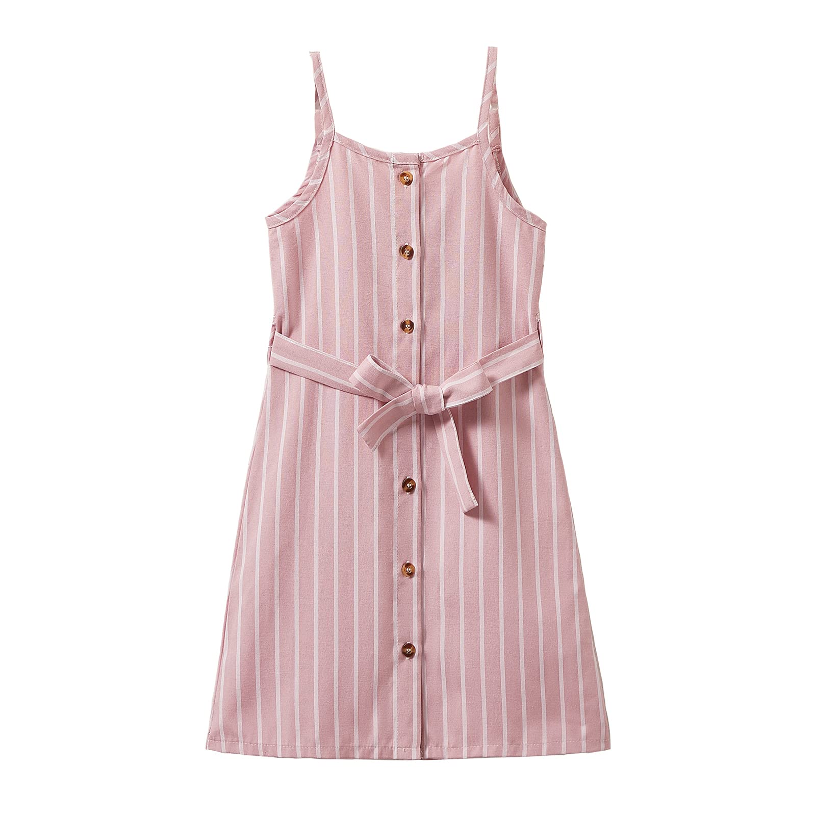 LittleSpring Girls Summer Casual Striped Spaghetti Strap Sun Dress - Toddler & Kids Fashion Outfit for Beach, Playdates & Outdoor Activities