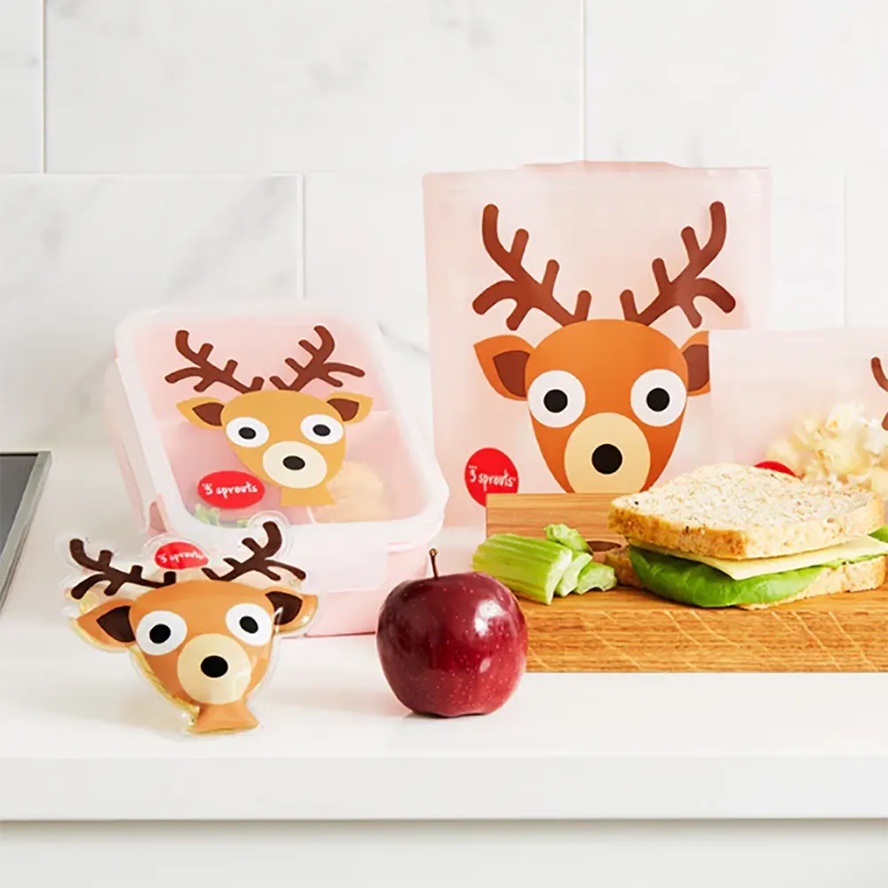 3 Sprouts Bento Box Deer - Insulated Lunch Box for Kids & Adults, Eco-Friendly Food Container for School, Work & Picnics - Perfect for Healthy Meals On The Go