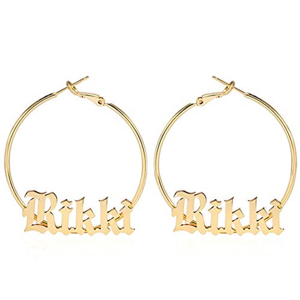 Custom Old English Name Hoop Earrings - Personalized Jewelry for Women | Gift for Her, Birthday, Anniversary, Wedding, Everyday Wear