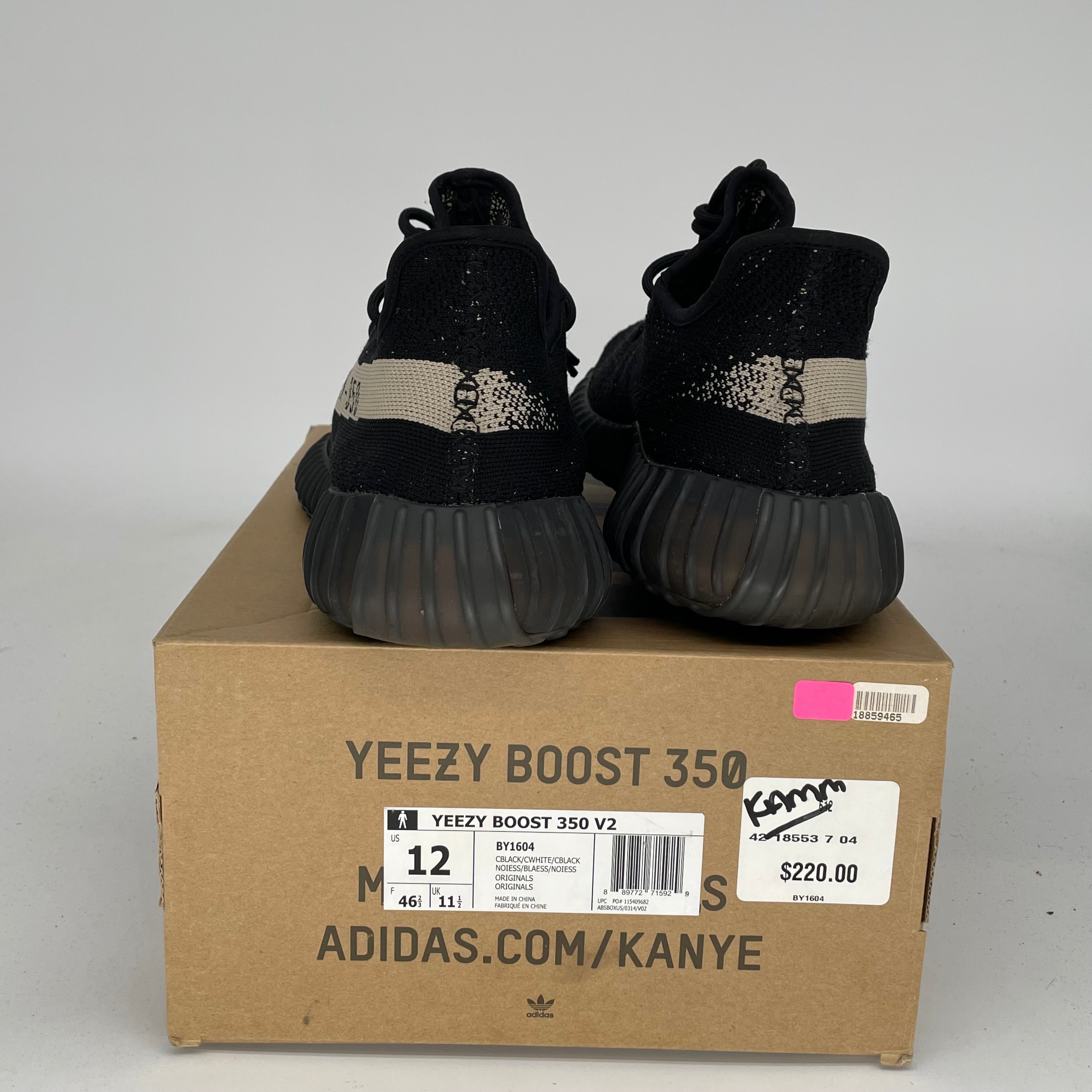 Adidas Yeezy Boost 350 V2 Core Black/White - Men's Size 12 Sneakers BY1604 | Running, Gym & Casual Wear