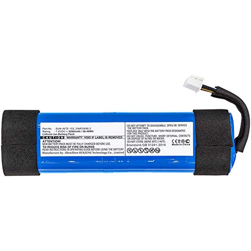 Synergy Digital JBL 2INR19/66-2 Replacement Battery - 7.4V 5200mAh Li-ion High Capacity Speaker Battery - Perfect for JBL Portable Speakers, Outdoor Parties & Home Audio Systems