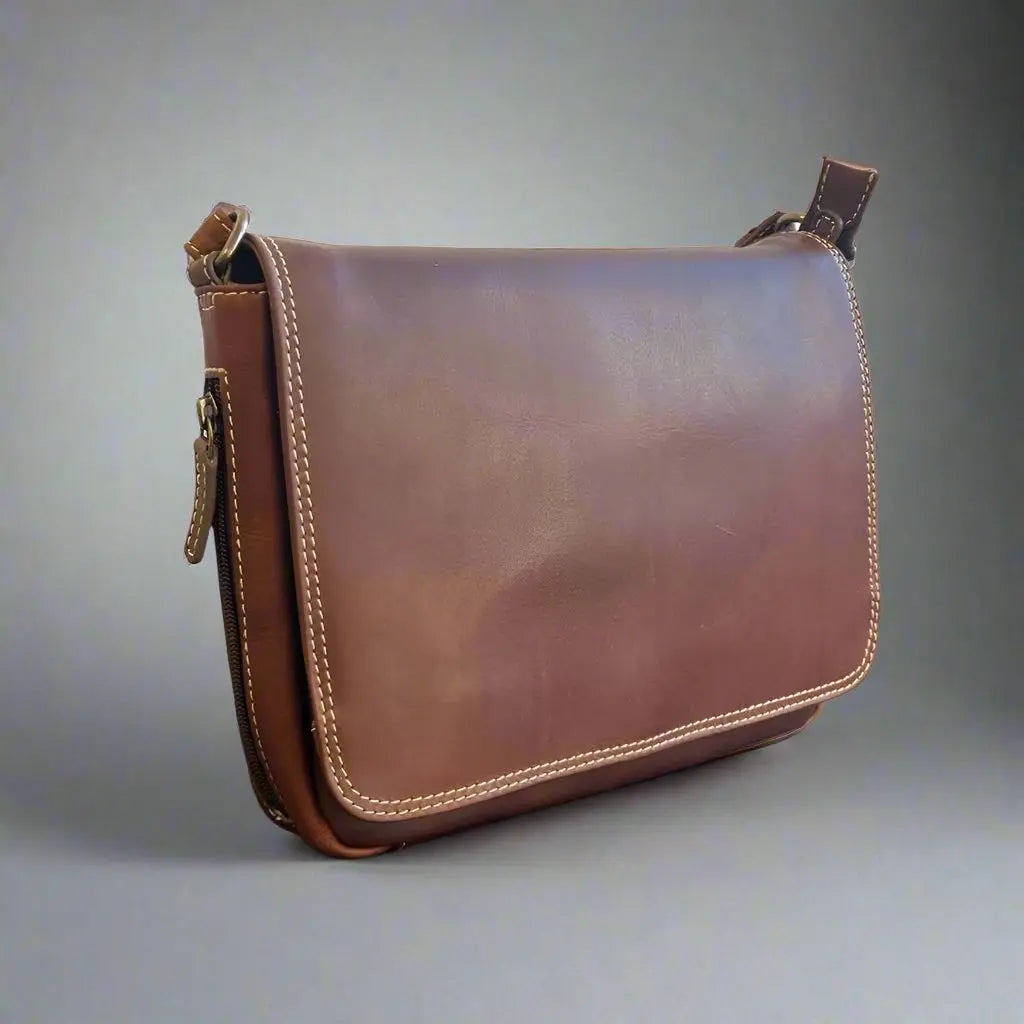 Premium Full Grain Leather East West Organizer Bag - Durable & Stylish for Travel, Work & Everyday Carry