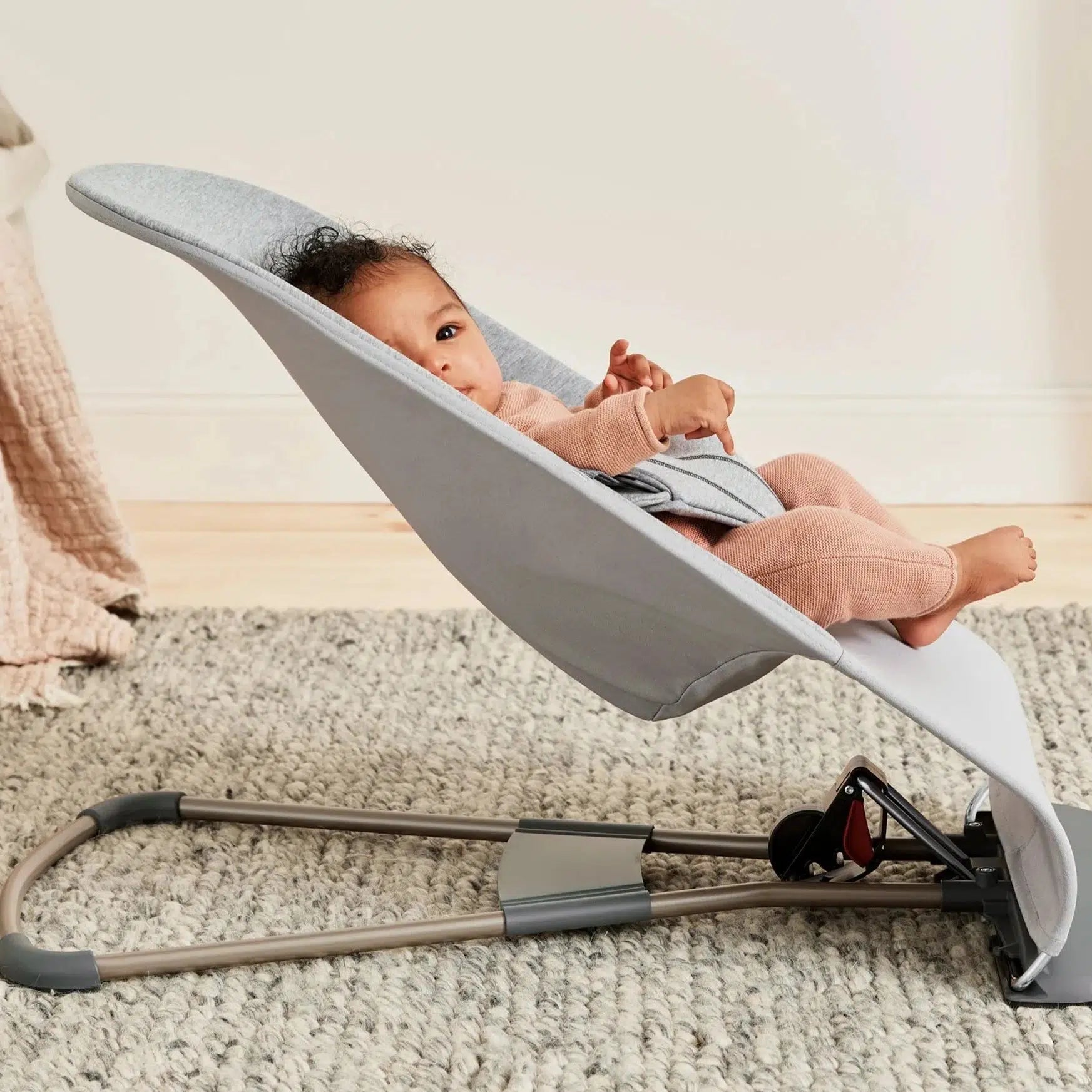 Baby Bjorn Bouncer Bliss 3D Jersey - Light Grey Baby Bouncer & Rocker | Comfortable Infant Seat for Playtime, Feeding & Relaxation at Home