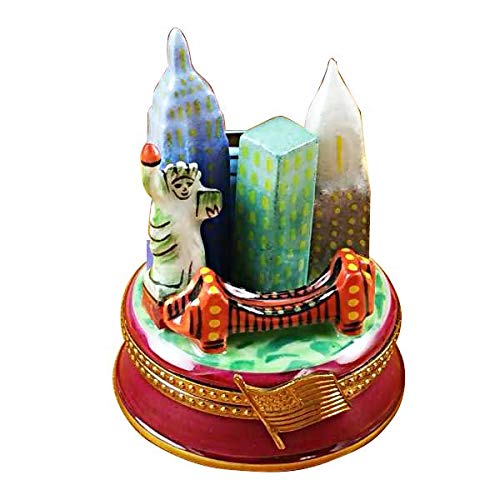 Authentic Limoges Porcelain Figurine - New York by Night Collectible Box from France | Perfect for Home Decor, Gift & Collector's Display