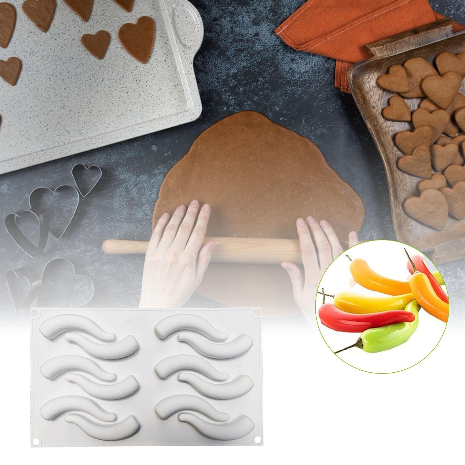 Silicone Fondant Mold - Chili Pepper Shaped Cake Molds for Mousse, Pastry, Pudding & Dessert Baking | Perfect for Birthday Parties, Halloween Treats & Holiday Baking