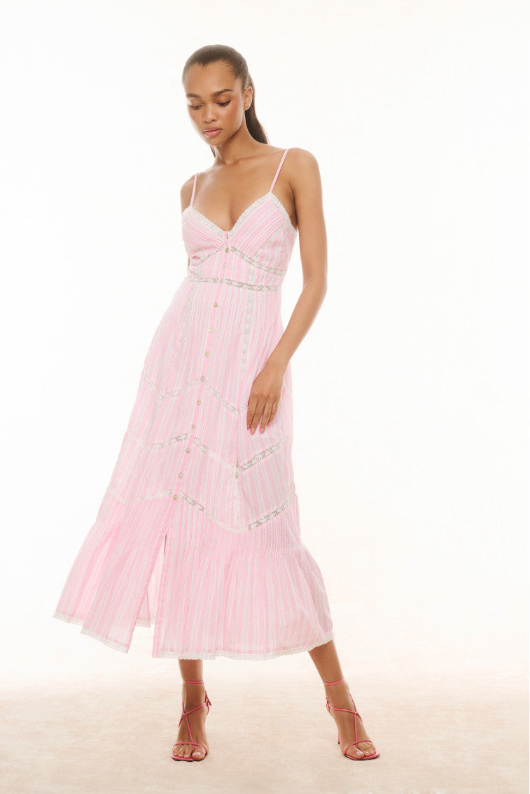 Esilda Women's Cotton Midi Dress - Flowy Summer Casual Dress with Short Sleeves for Beach, Vacation, and Everyday Wear