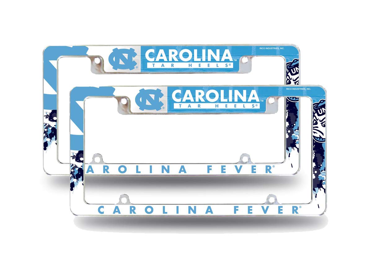 North Carolina Tar Heels Chrome Metal License Plate Frames (Set of 2) - Bold Full Frame Design for Cars & Trucks - Perfect for UNC Fans & Alumni Gifts