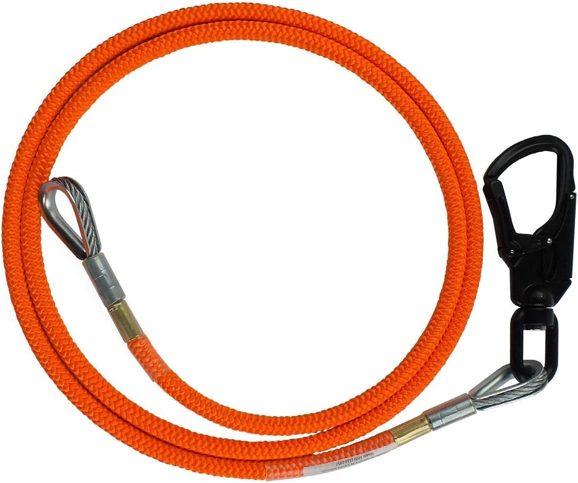 5/8 in x 15 ft Steel Core Flip Line for Tree Climbing - USA Made Aluminum Swivel Arborist Rope | Professional Climbing Gear for Arborists with Spikes & Gaffs | Perfect for Tree Trimming, Logging & Rescue Operations