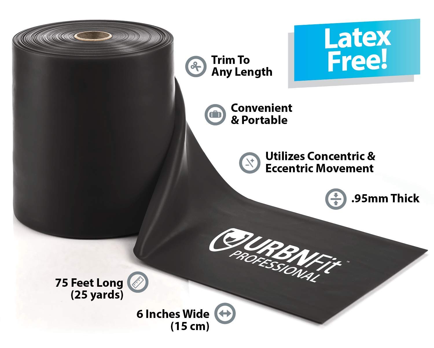 URBNFit Professional Resistance Bands - 25 Yards (75ft) Latex-Free Elastic Exercise Bands for Physical Therapy, Yoga, Pilates & Home Workouts - Ideal for Strength Training, Stretching & Rehabilitation
