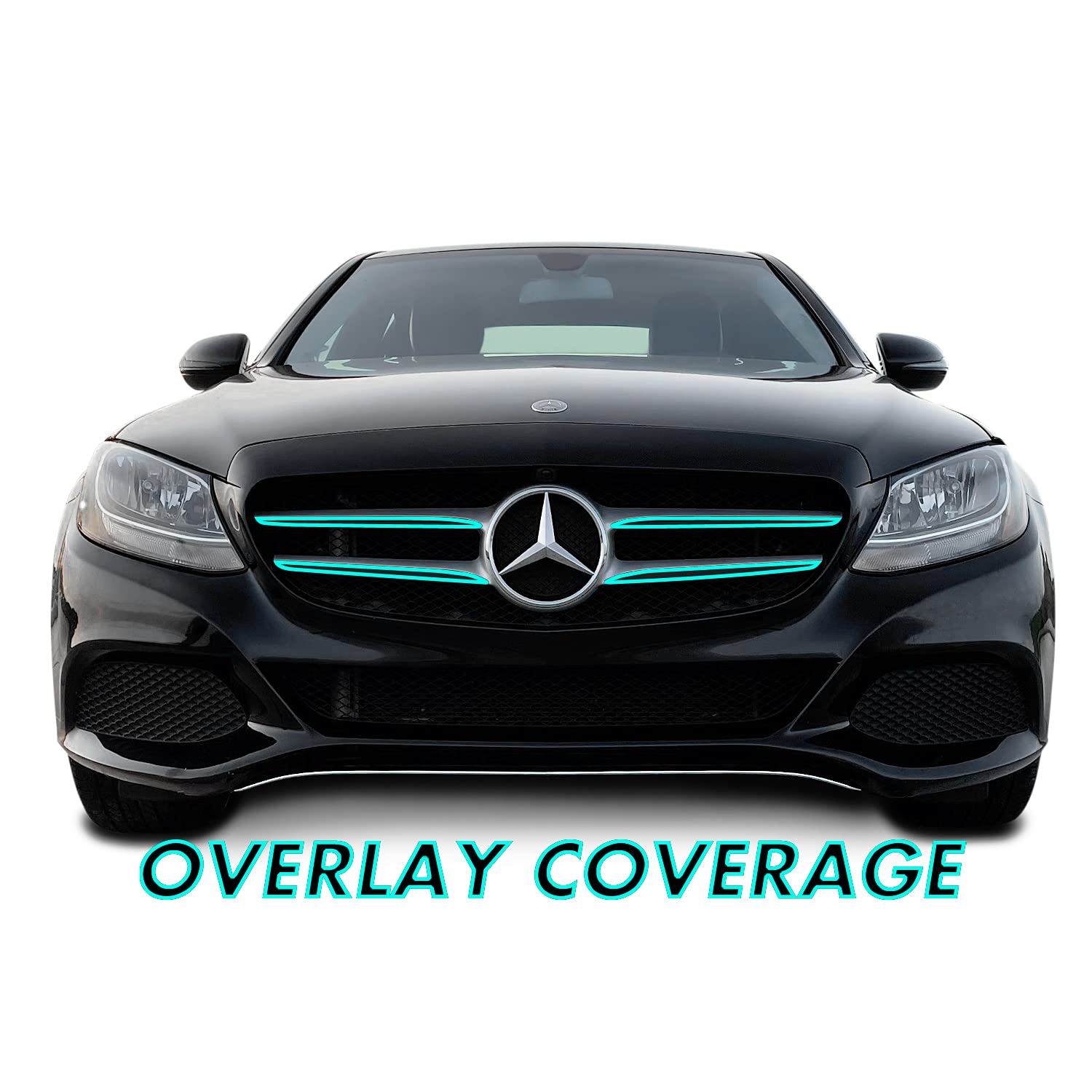 2015-2021 Mercedes C Class Chrome Delete Kit - Satin Black Vinyl Overlay for Grill & Trim | DIY Car Exterior Mod | Perfect for Car Enthusiasts & Customization