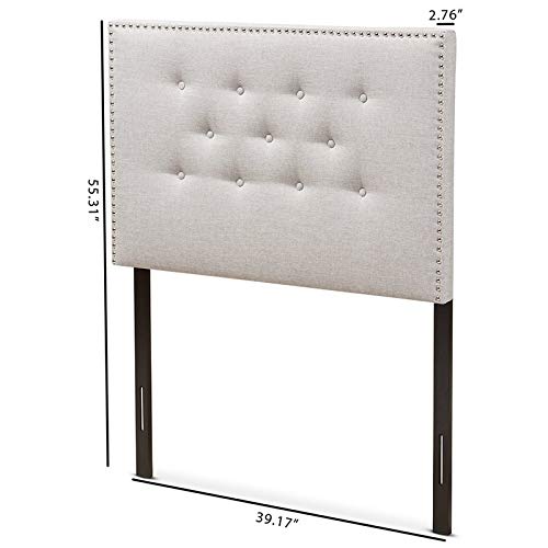 Baxton Studio Windsor Tufted Twin Panel Headboard - Grayish Beige Upholstered Bed Frame Headboard for Bedroom Decor | Perfect for Guest Rooms, Master Bedrooms & Apartment Living