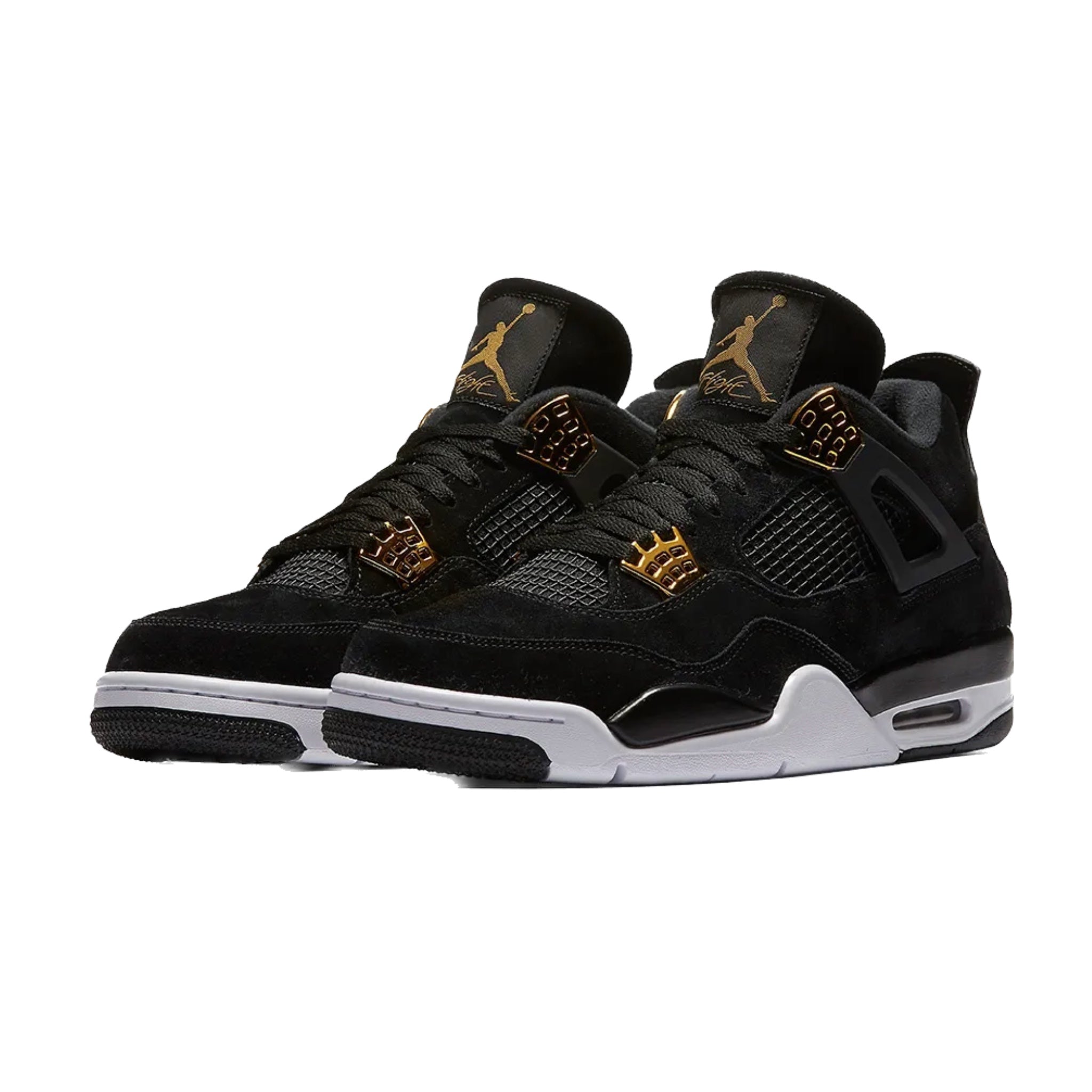 Air Jordan 4 Retro Royalty Metallic Gold White Sneakers - Men's Basketball Shoes for Streetwear & Casual Outfits