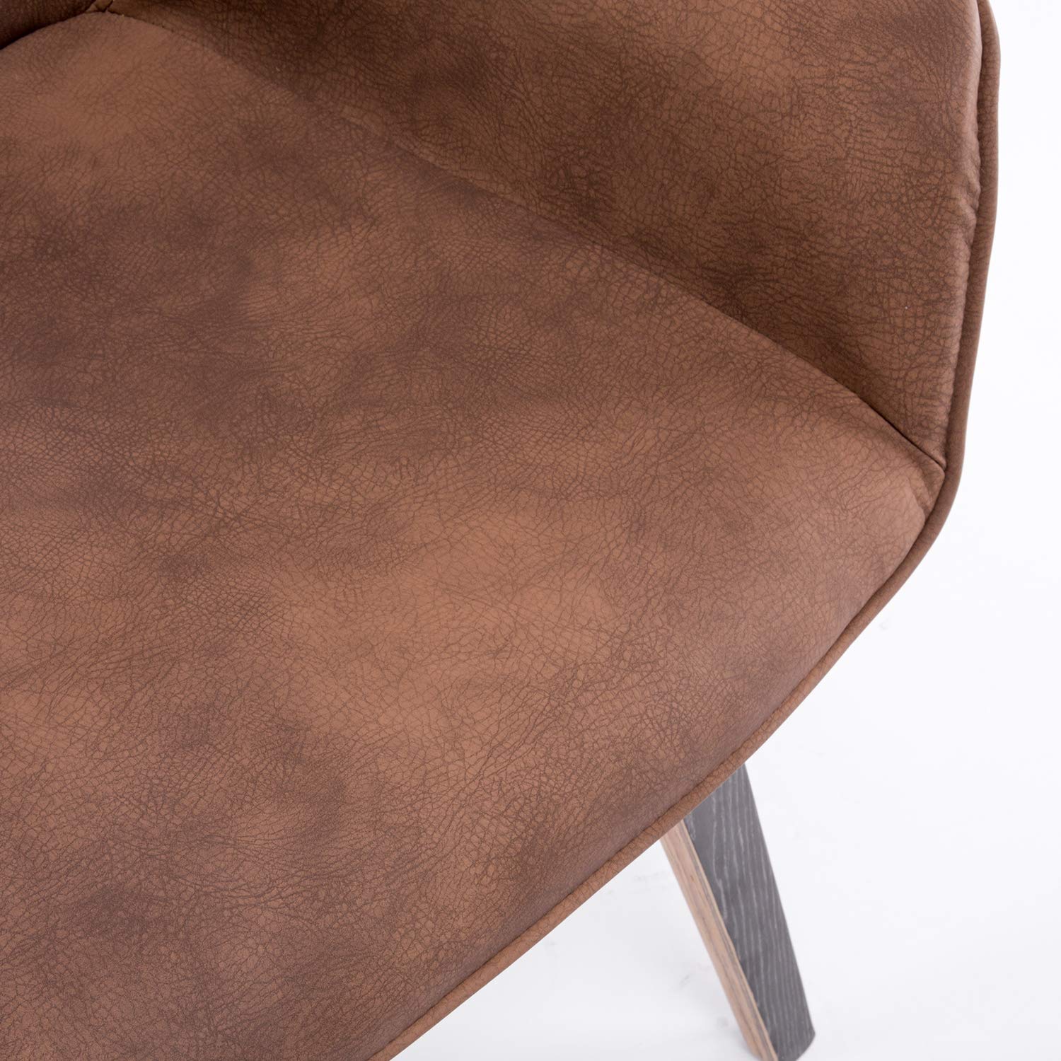 Modern Brown Faux Leather Dining Chairs - Set of 2 for Living Room, Kitchen & Office - Comfortable Side Chairs with Sturdy Metal Legs | Perfect for Home Decor, Restaurant & Small Spaces