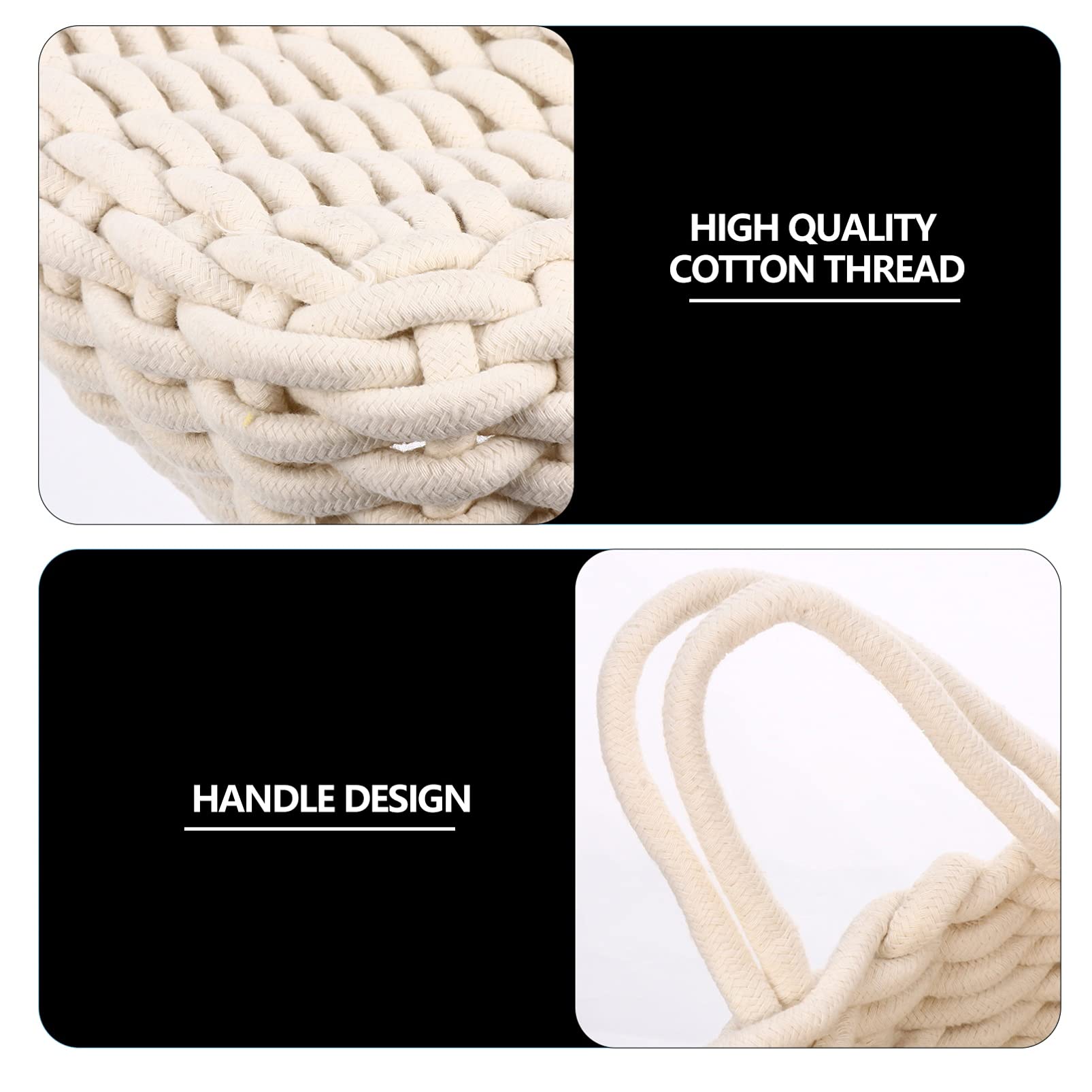 FAVOMOTO Handwoven Cotton Rope Storage Basket with Handle - Multipurpose Organizer for Home, Office, Nursery | Perfect for Toys, Snacks, Books & Home Decor | Eco-Friendly Storage Solution for Bedroom, Bathroom & Kitchen Organization