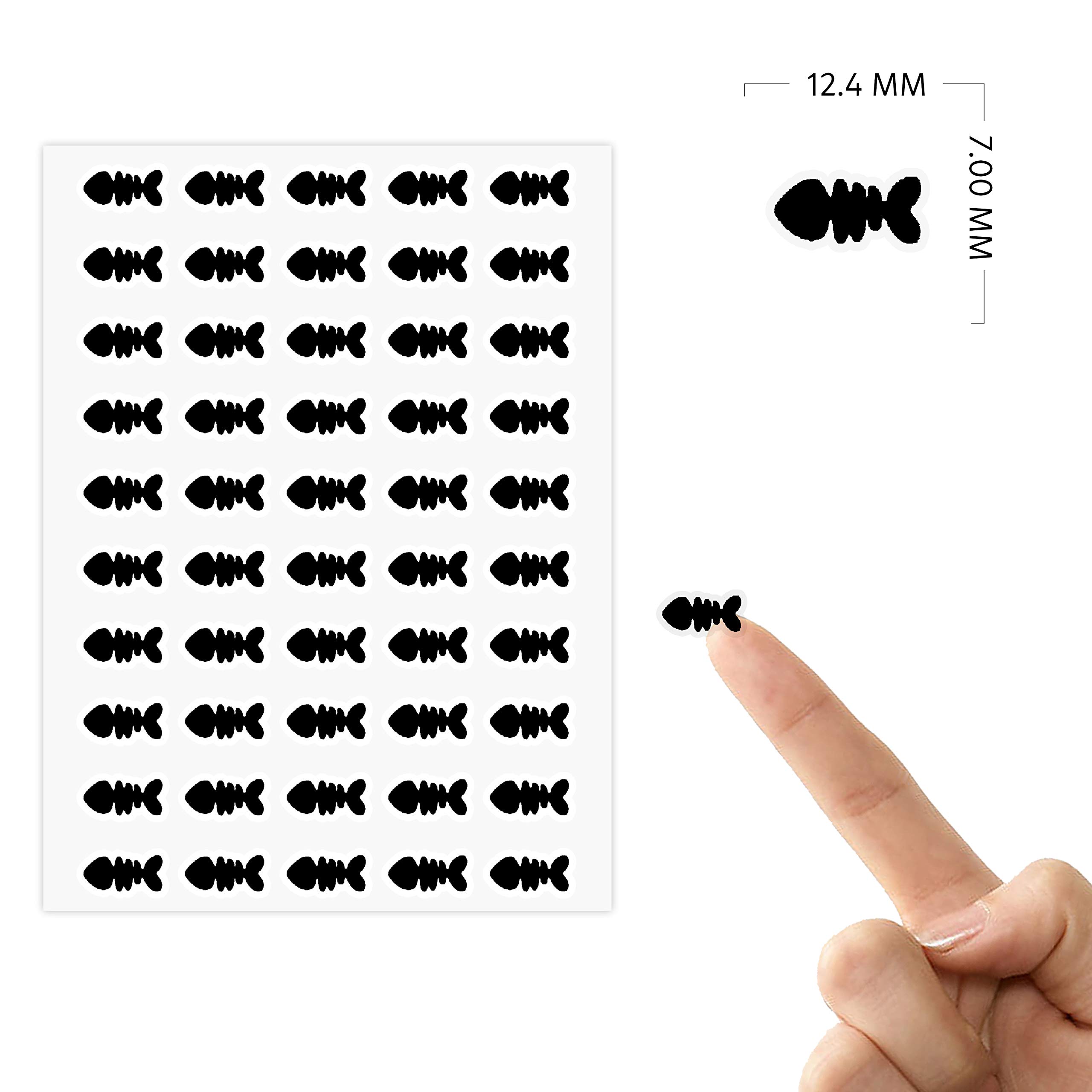 ARK Creation 50 Wedding Meal Stickers for Place Cards - Elegant Menu Choice Labels for Seafood & Meat Dishes - Perfect for Wedding, Banquet & Formal Dinner Place Settings (Black, Fishbone Design)