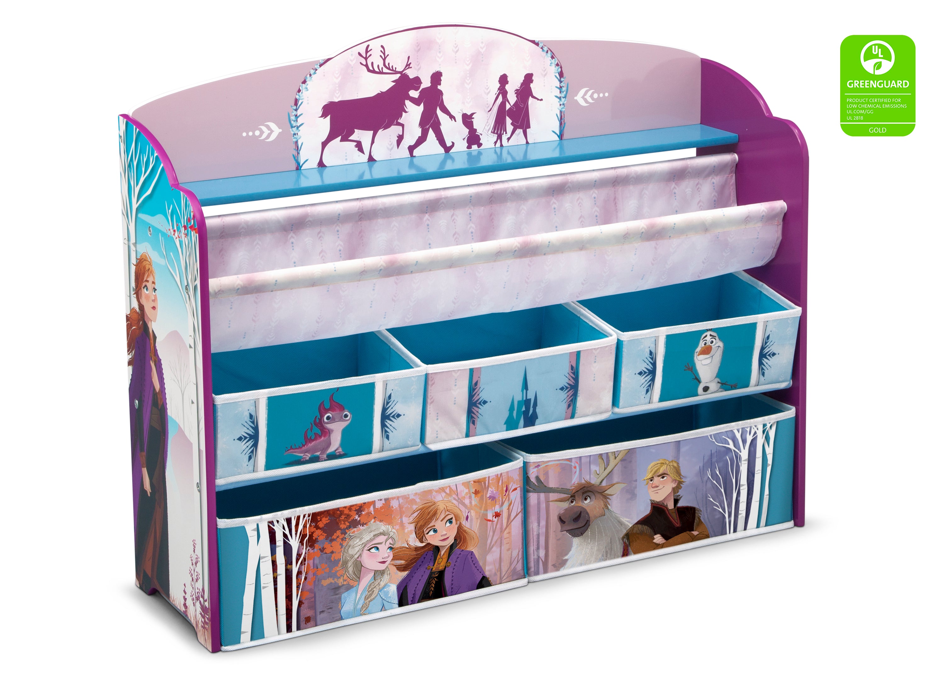 Frozen 2 Deluxe Toy Storage Organizer with Book Holder - Kids Room Decor & Disney Princess Collection - Perfect for Playroom, Bedroom, and Gift Giving