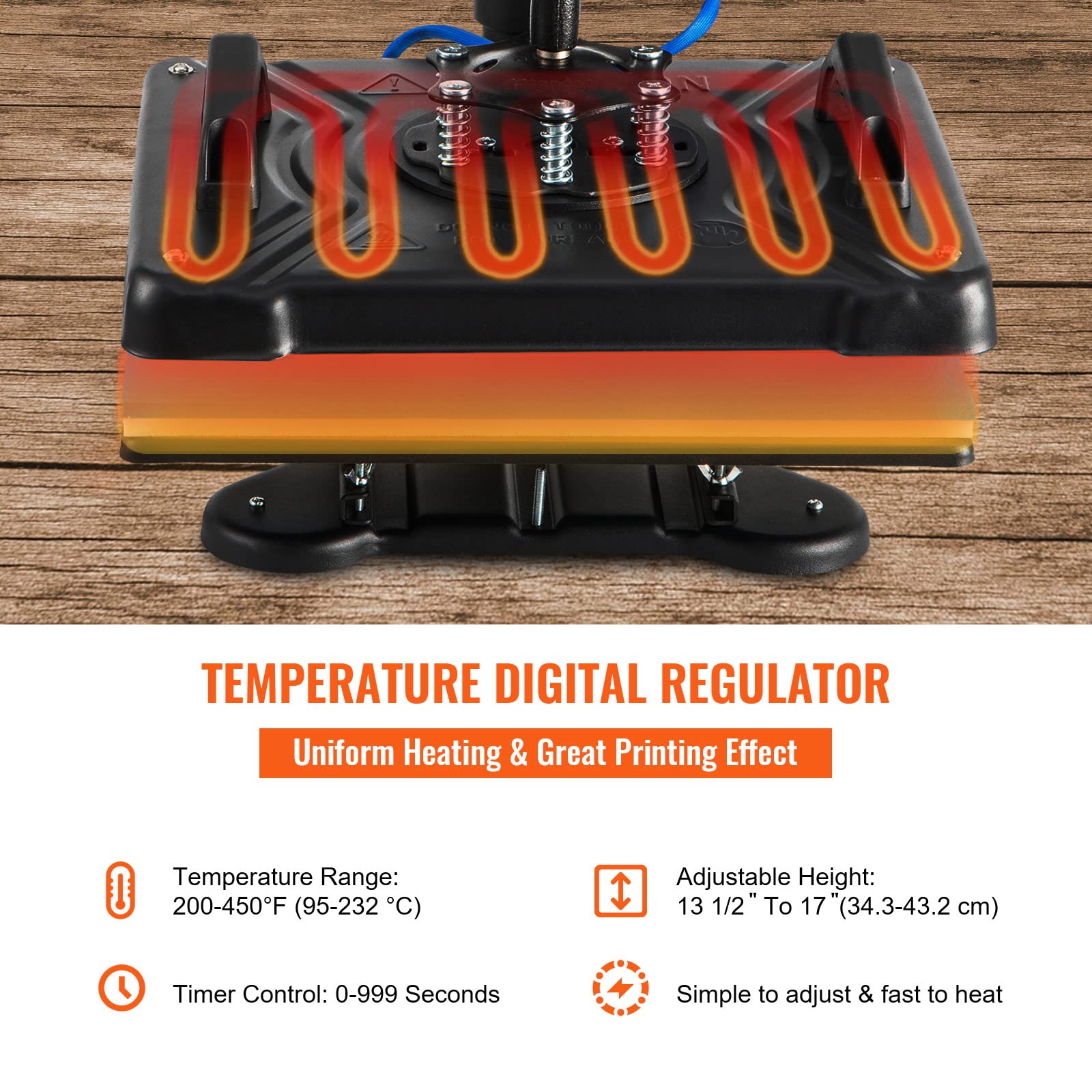 VEVOR 6-in-1 Heat Press Machine for T-Shirts, Hats, Mugs - 15x15 Inch Multifunctional Swing Away Sublimation Press with 360° Rotation - Perfect for DIY Heat Transfer Projects, Custom Apparel & Personalized Gifts