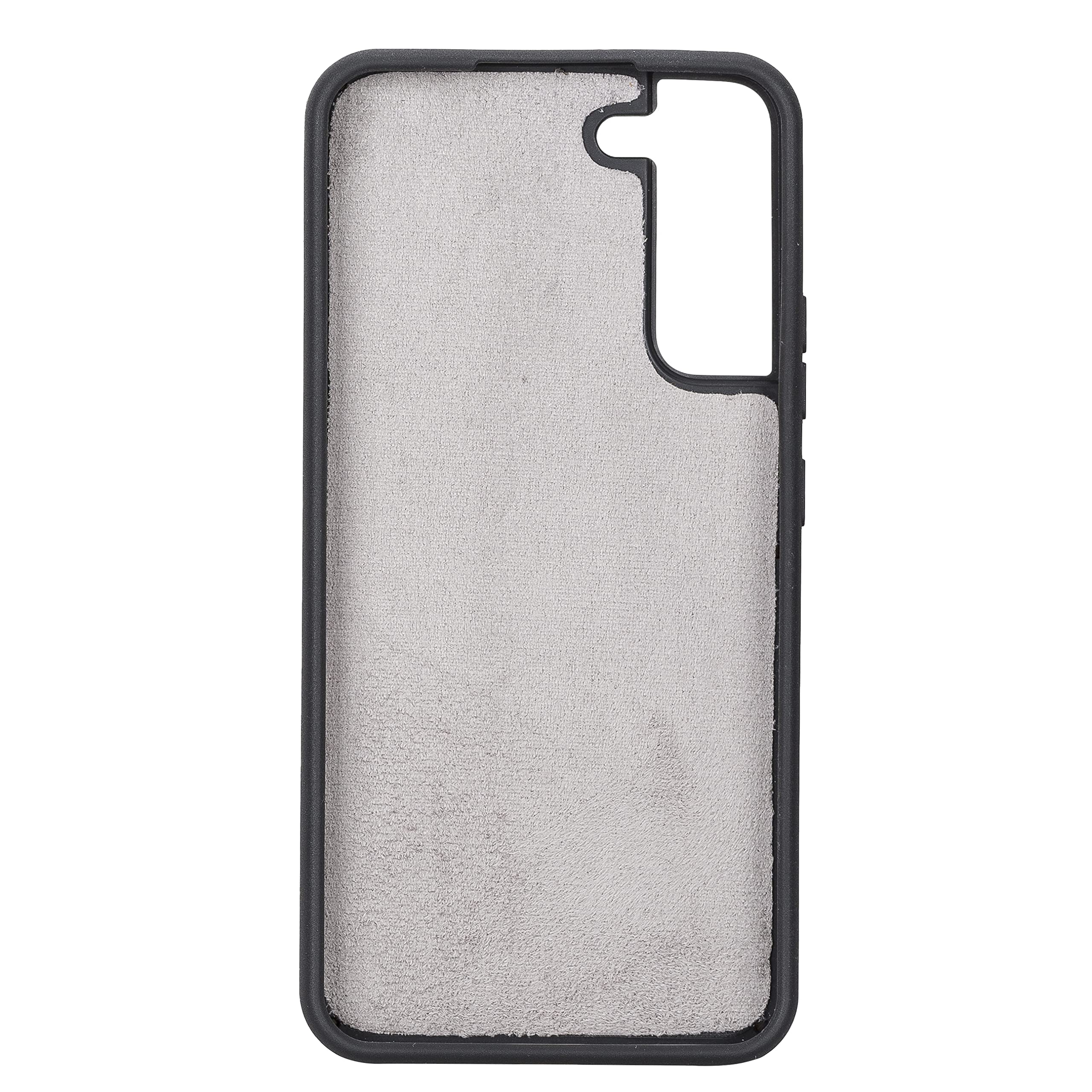 Premium Full Grain Leather Tri-Fold Wallet Case for Samsung Galaxy S22 Plus - 2-in-1 Magnetic Flip Cover with Card Slots & Detachable Durable Frame (Smoked Black) | Perfect for Business, Travel & Everyday Use