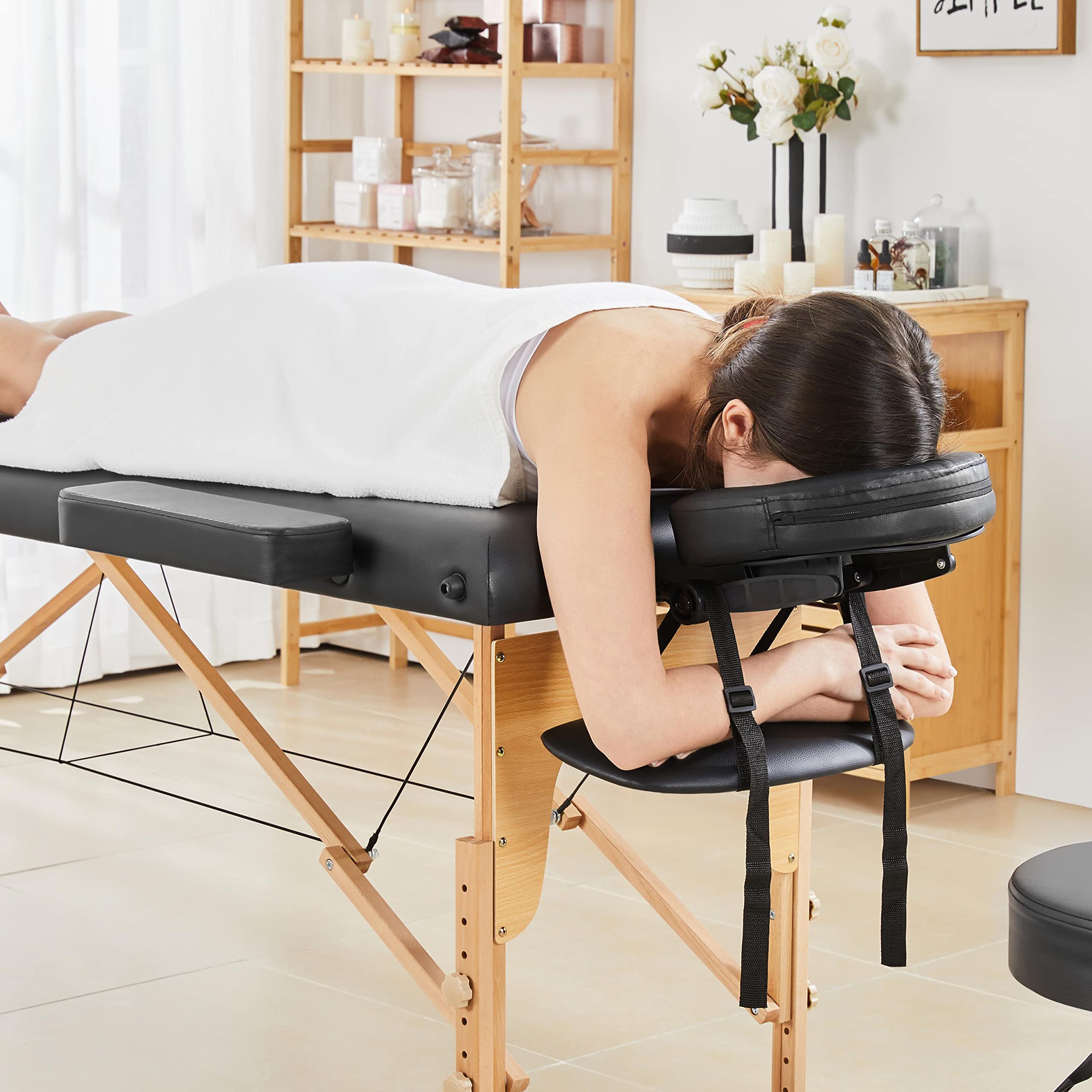 Yaheetech Portable Adjustable Massage Table - Professional Esthetician Bed for Lash Extensions, Waxing, Tattoo & Physical Therapy | Foldable Beauty Spa Table for Salon & Home Use