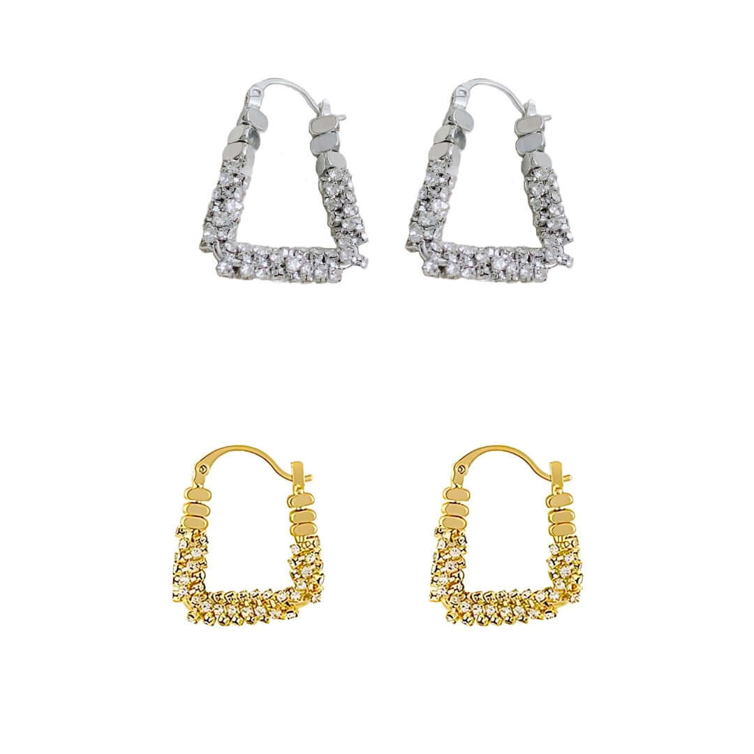U Shaped Trillion Gold Beads Lever Back Hoop Earrings for Women | Elegant Party & Wedding Jewelry Gift | R1249