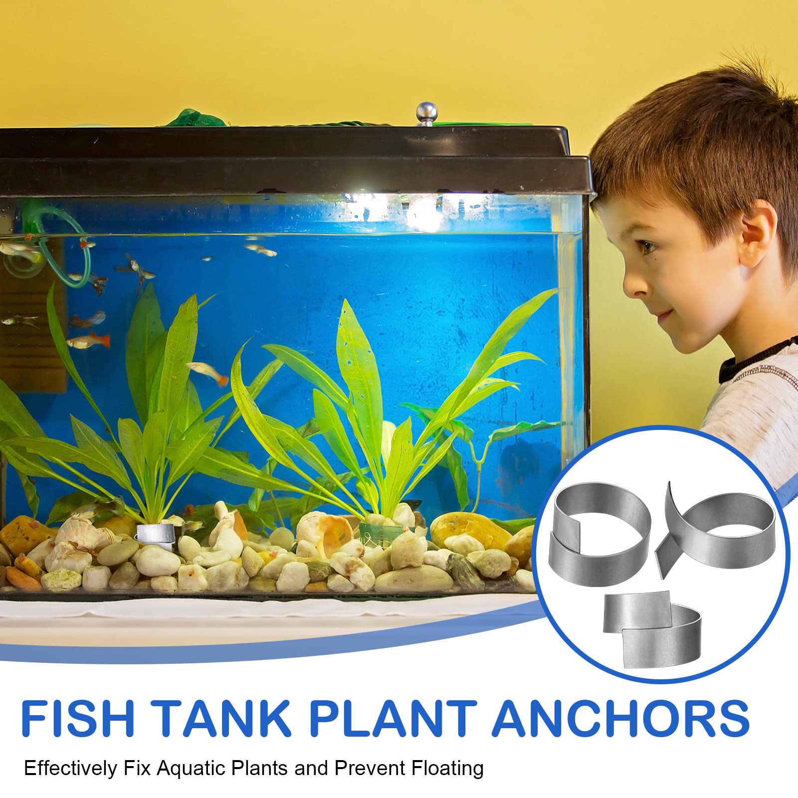 15 Pcs Heavy Duty Aquarium Plant Weights - 5 Inch Metal Strips (250g) for Secure Anchoring in Fish Tanks | Prevents Floating Plants | Perfect for Freshwater & Saltwater Aquariums, Aquatic Plant Arrangement & Aquascaping