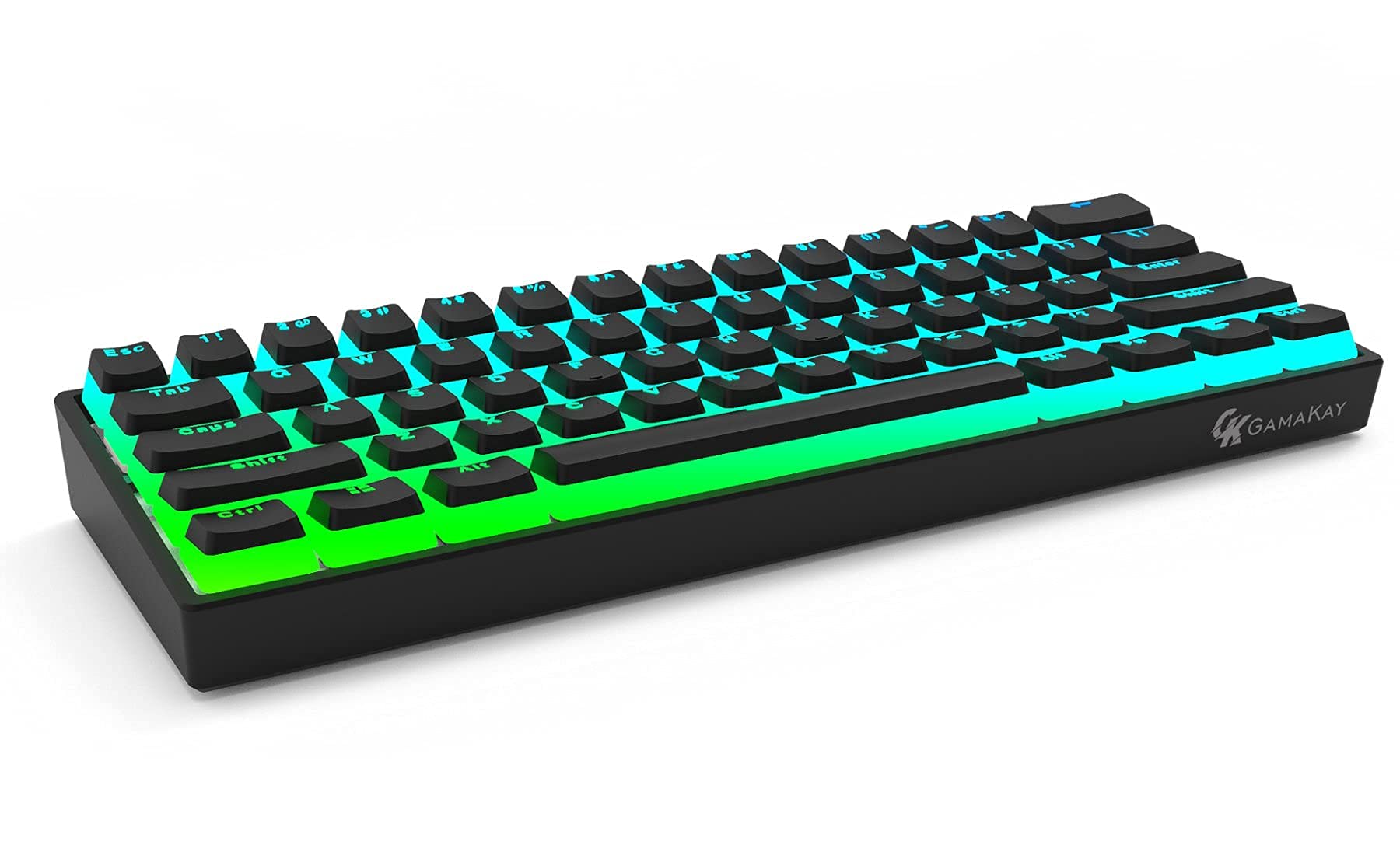 GK GAMAKAY MK61 61-Key RGB Gaming Keyboard - Gateron Optical Switches, Pudding Keycaps, Waterproof (Yellow Switch V2) for Esports & Office