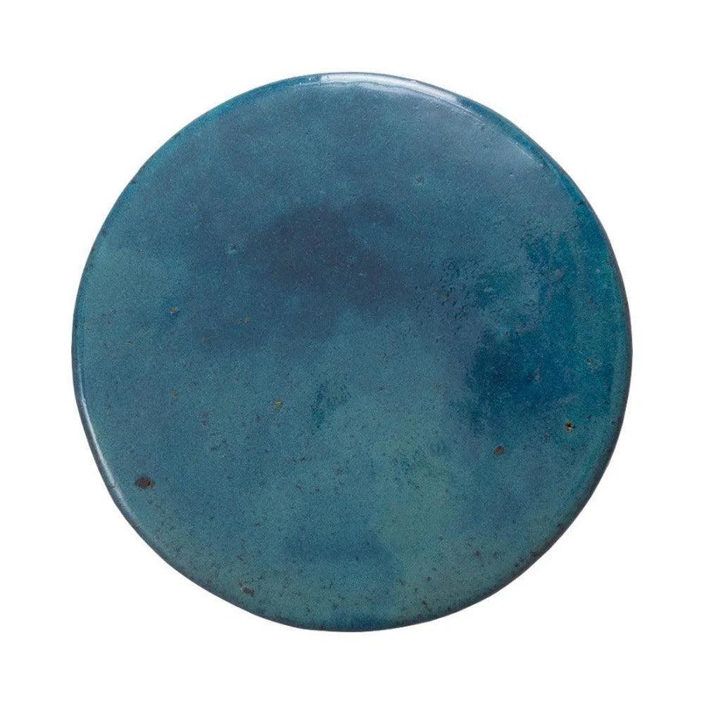 18 Inch Round Reef Teal Ceramic Outdoor Garden Stool - Perfect for Patio, Porch, Poolside & Backyard Decor