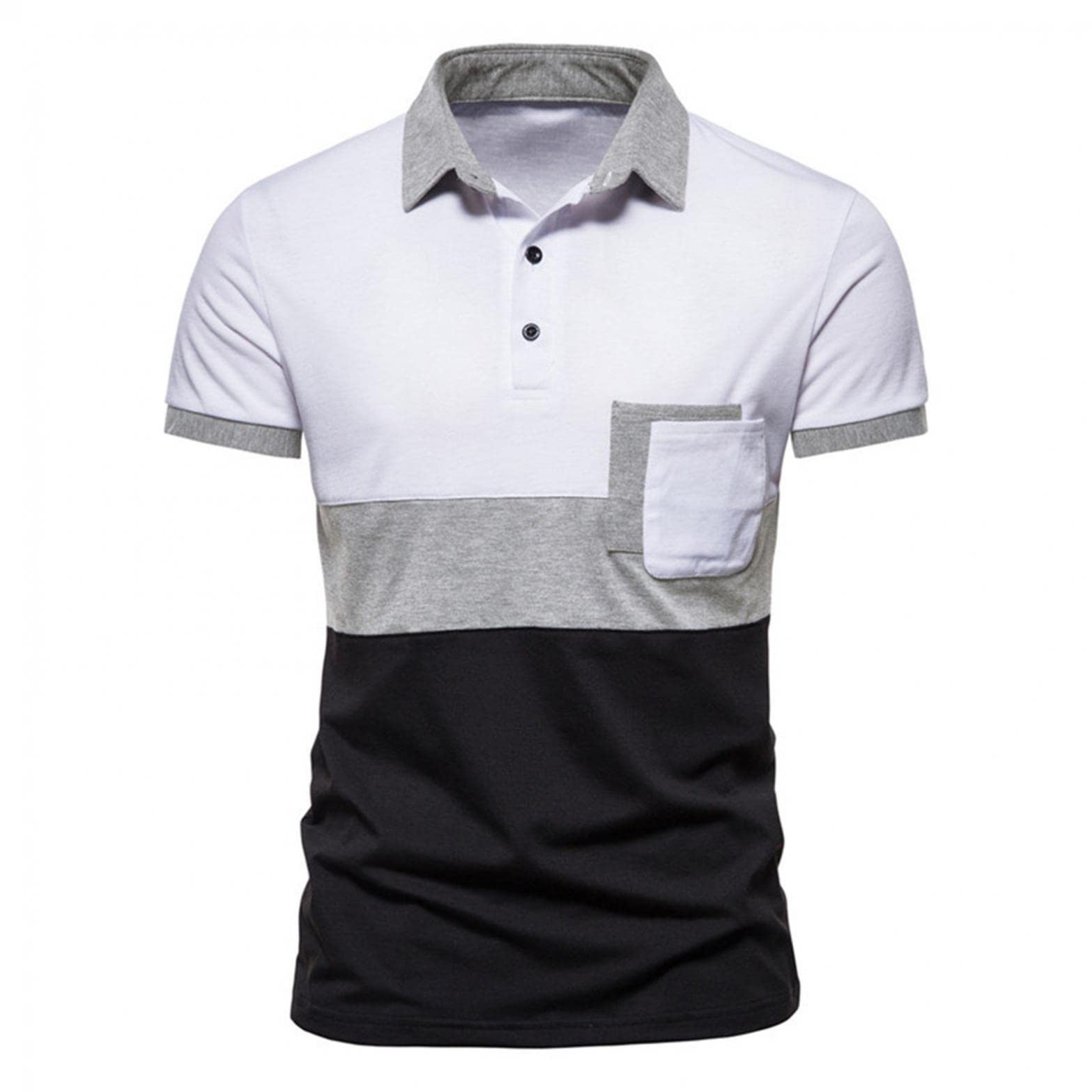 TOWMUS Men's Slim Fit Performance Polo Shirt - Breathable Short Sleeve Color Block Pique Golf Shirt with Lapel Collar | Perfect for Golf, Business Casual & Summer Outings