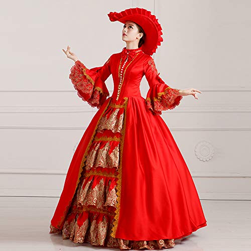 Victorian Renaissance Queen Costume for Women - Elegant Rococo Masquerade Ball Gown with Long Sleeves | Perfect for Halloween, Cosplay, Themed Parties & Historical Reenactments