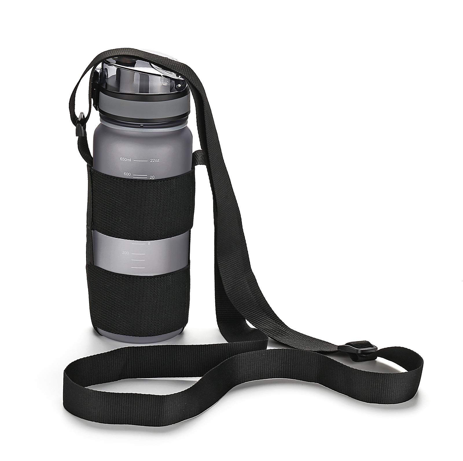 Adjustable Shoulder Strap Universal Water Bottle Carrier Sling - Holds 16-64 oz Wide Mouth Bottles for Walking, Hiking, Gym & Outdoor Activities (Bottle Not Included)