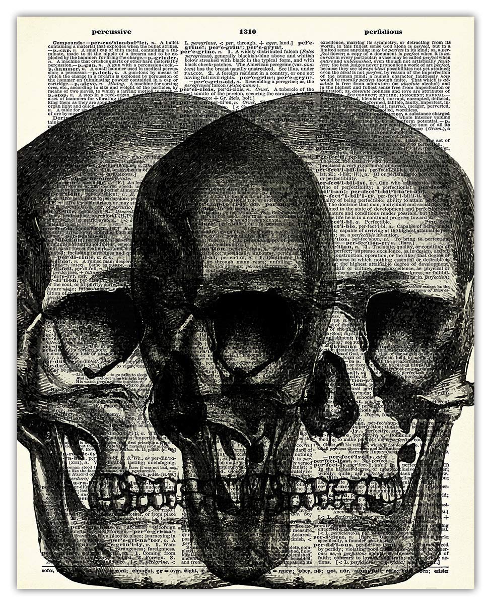 Vintage Skull Wall Art - 8x10 Halloween Decor for Gothic & Wiccan Homes