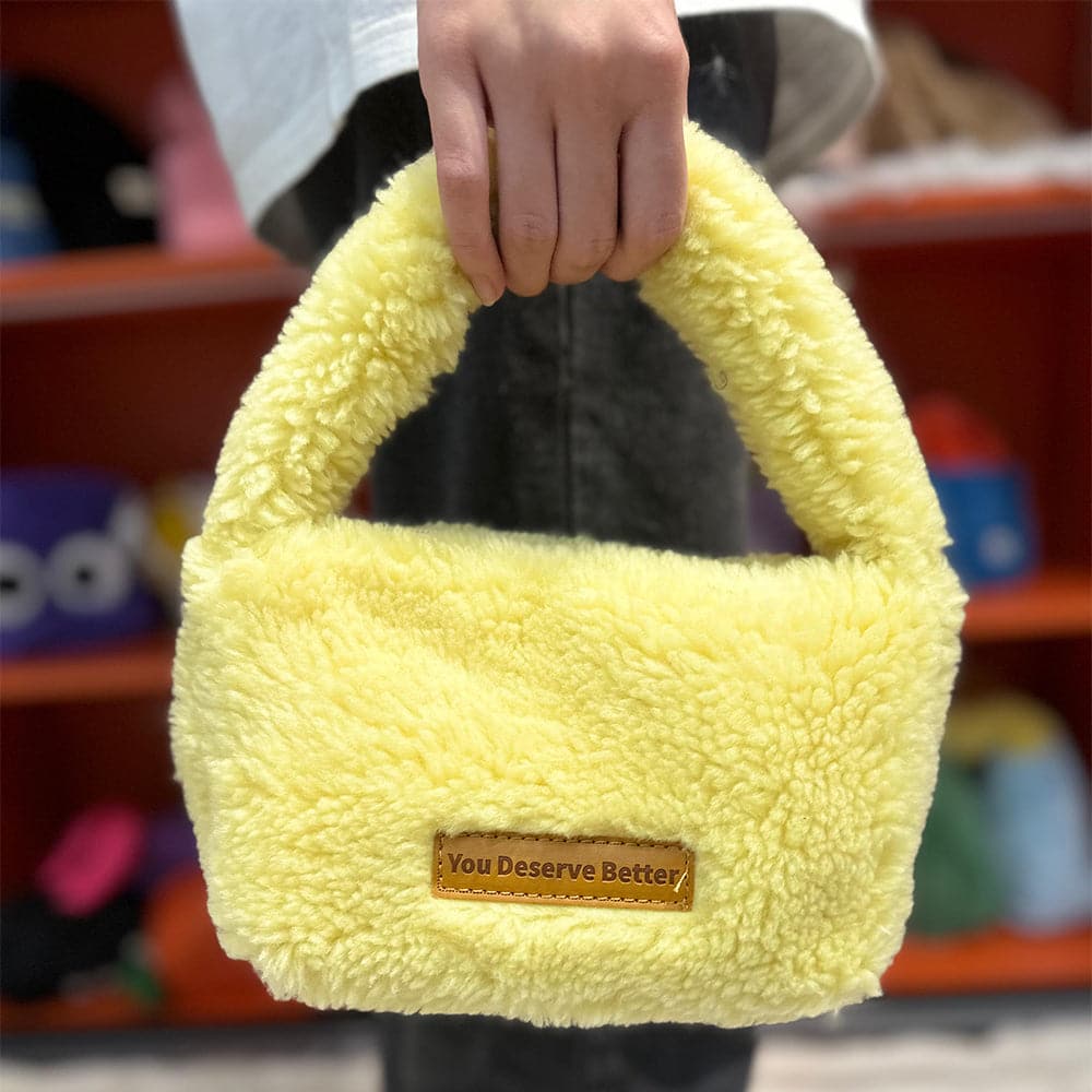 AG Collective Fluffy Tote Bag for Women - Soft Faux Fur Handbag with Long Strap, Perfect for Shopping, Travel & Everyday Use