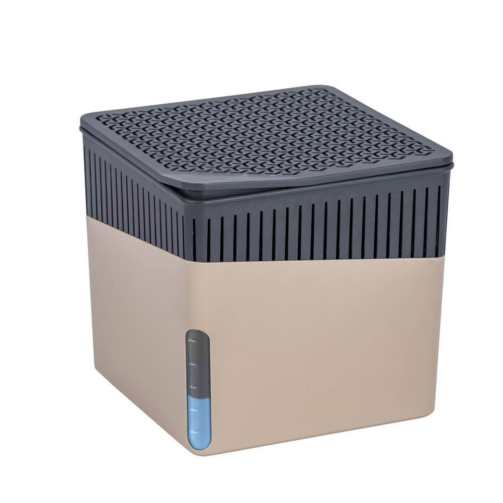 500g Refillable Dehumidifier Cube - Moisture Absorber for Closet, Bathroom & Basement | Beige Reusable Air Dryer for Home, RV & Storage Spaces