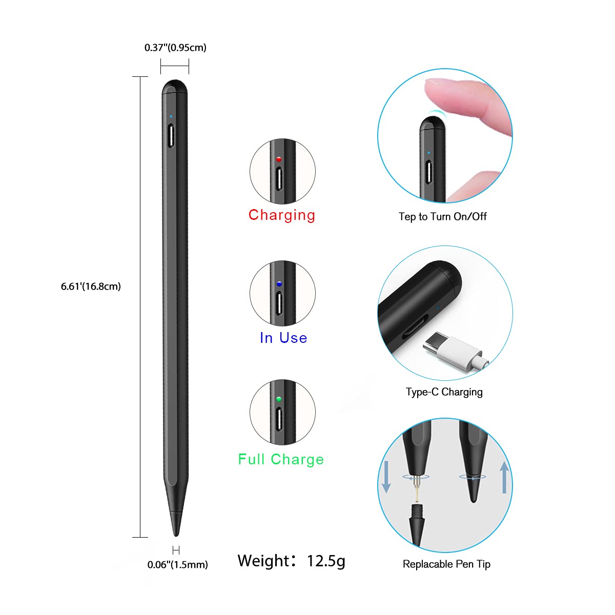 Premium Stylus Pen for iPad 10th & 9th Generation - Active Pencil with Palm Rejection Technology | Compatible with iPad Pro 12.9/11 inch, iPad Air 5/4/3 & iPad 8/7/6 (2018-2023 Models) | Perfect for Digital Art, Note-Taking & Professional Work