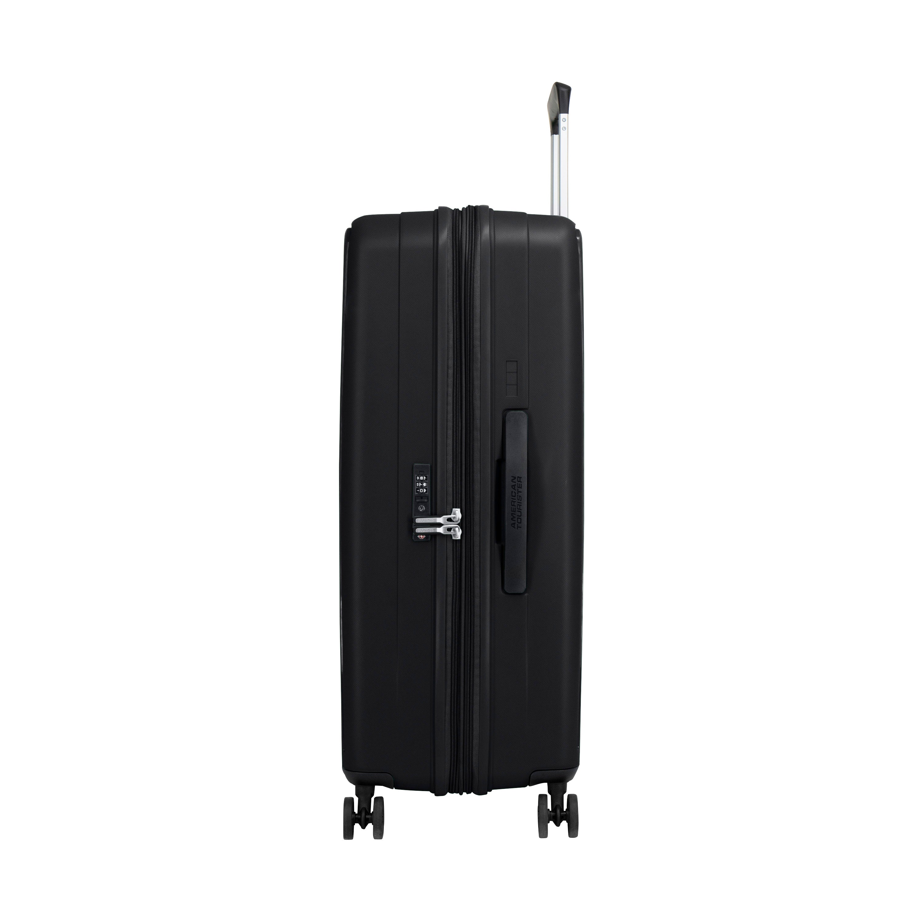 American Tourister Rejoy Spinner Expandable 3-Piece Luggage Set - Lightweight Hardshell Suitcase with 360° Wheels for Travel, Business & Vacation (Black)