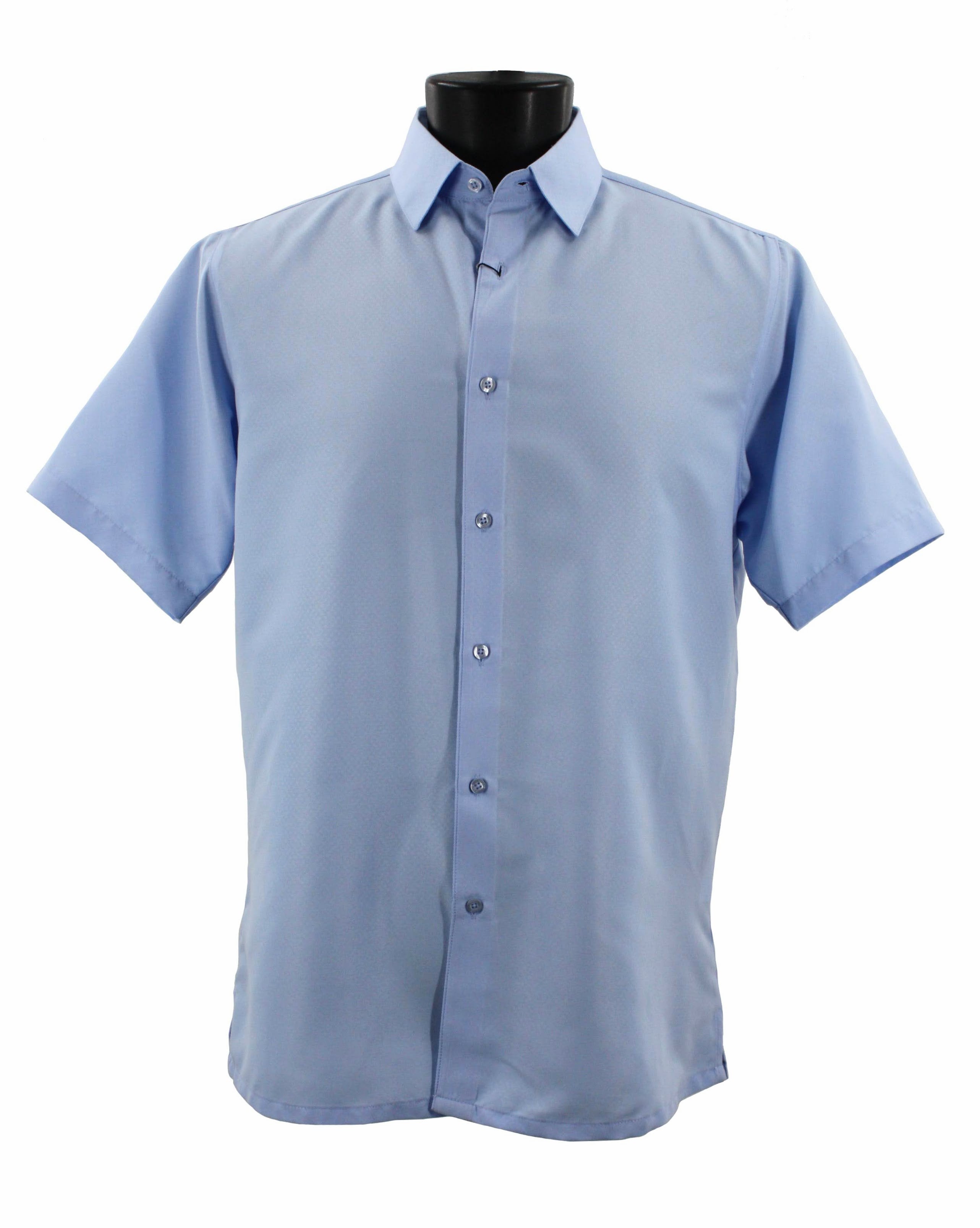 Bassiri Men's Short Sleeve Casual Shirt - Breathable Cotton Comfort Fit Button Down Shirt in Classic Blue (B2026) | Perfect for Office, Summer Outings & Casual Wear