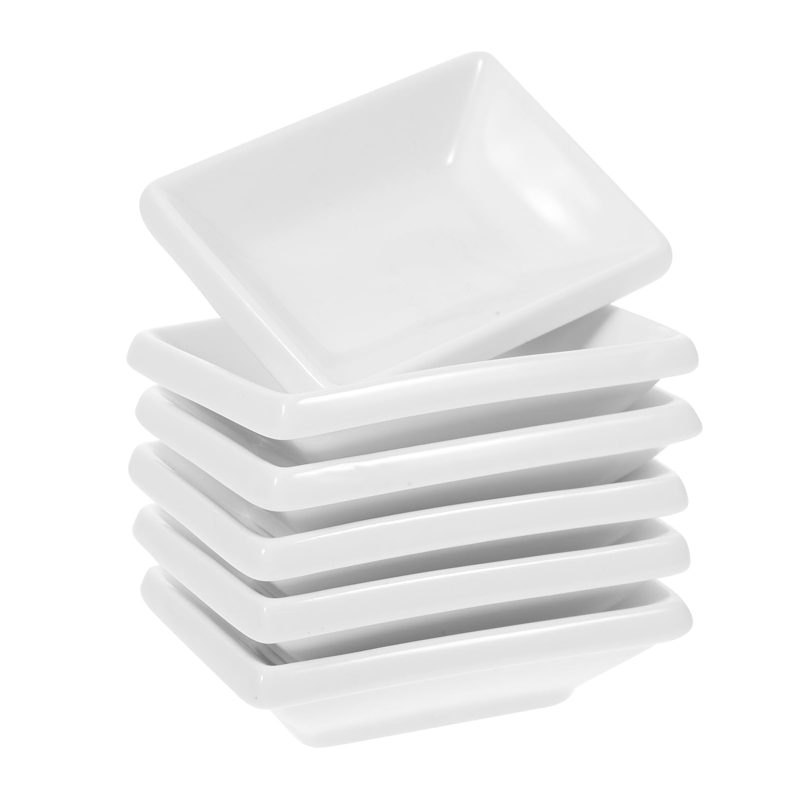 6-Piece Ceramic Soy Sauce Dishes Set - Small Rectangle Appetizer Plates & Dipping Bowls for Sushi, Dumplings, and Asian Cuisine - Perfect for Home Kitchen, Restaurants, and Party Serving