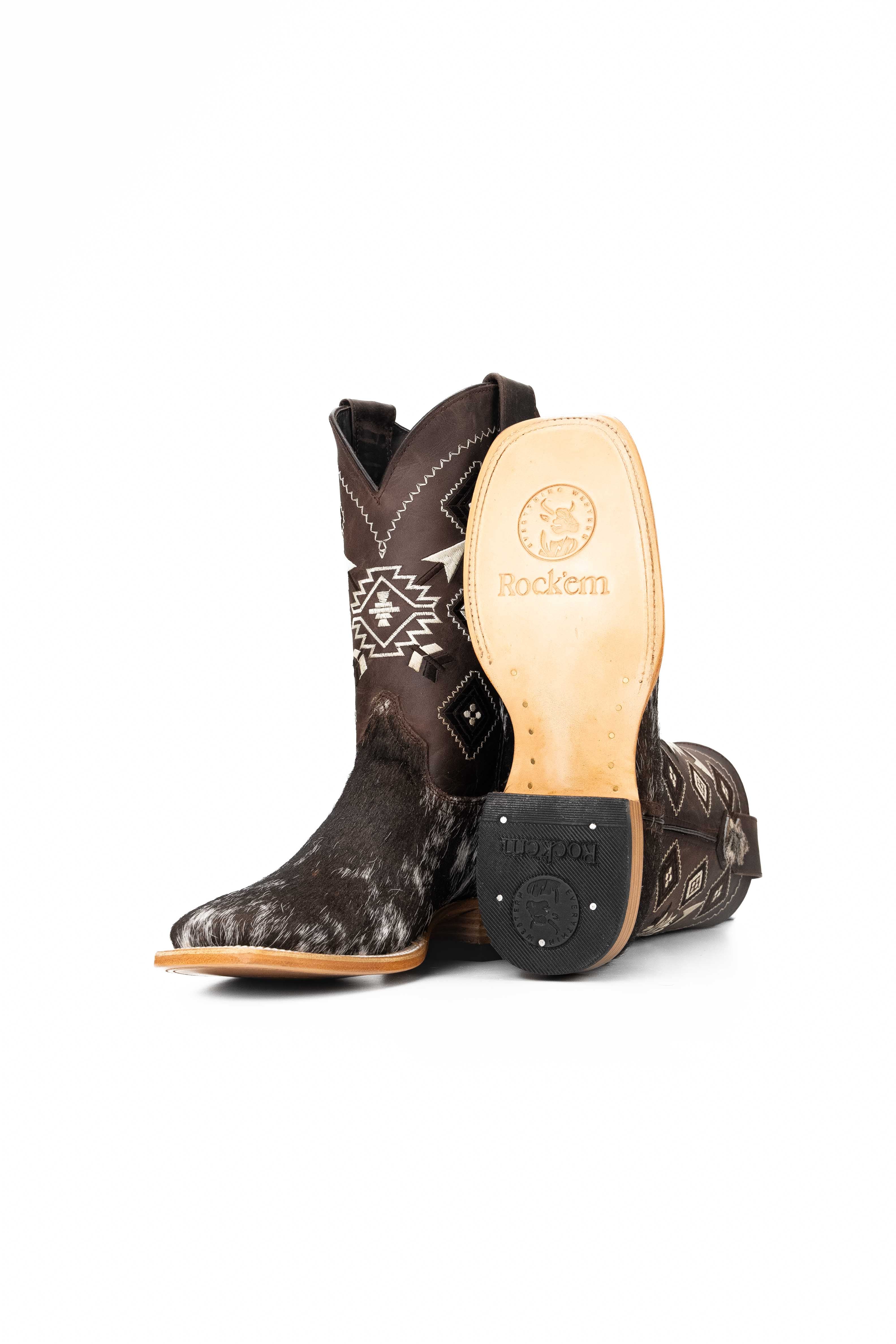 **Men's Genuine Cowhide Square Toe Cowboy Boots - Size 7 (Box NM37) - Perfect for Western Rides, Country Events & Casual Wear**