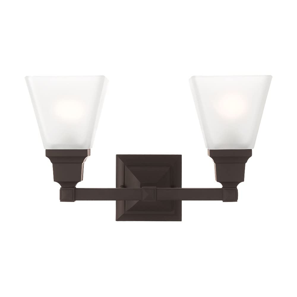 Livex Lighting 1032-35 Mission 2-Light Bathroom Vanity Light Fixture, Polished Nickel Finish, 15