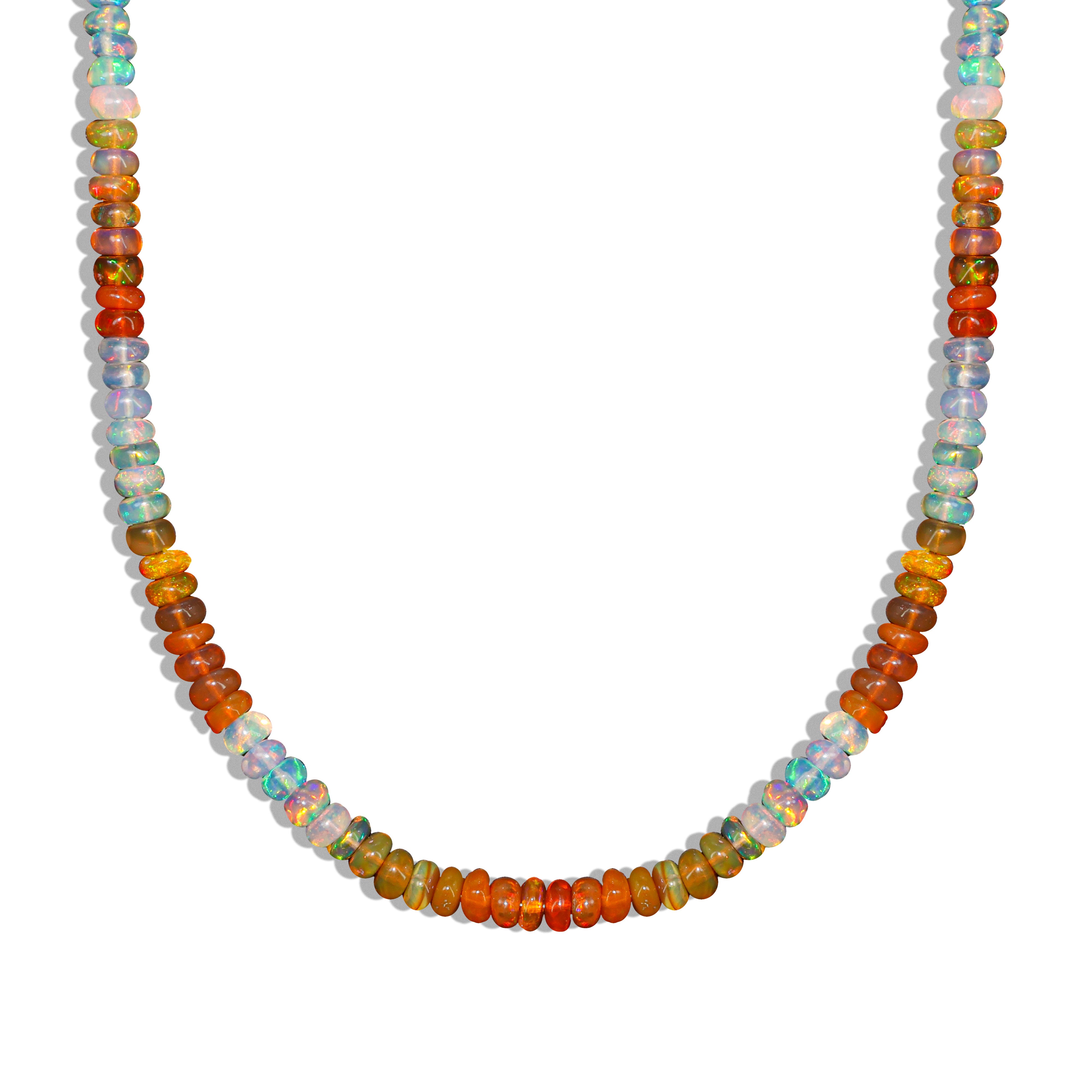 Natural Orange Opal Dual Tone Plain Beaded Necklace for Women - Elegant Boho Jewelry for Casual Wear, Parties & Special Occasions