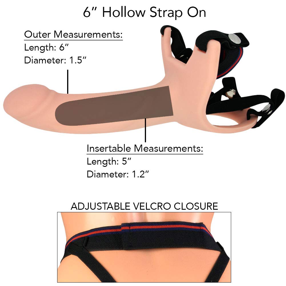 6 Inch Silicone Hollow Strap-On Harness for Men - Erectile Dysfunction Aid & Penis Enhancer - Comfortable Adjustable Adult Sex Toy for Couples Play & Solo Use