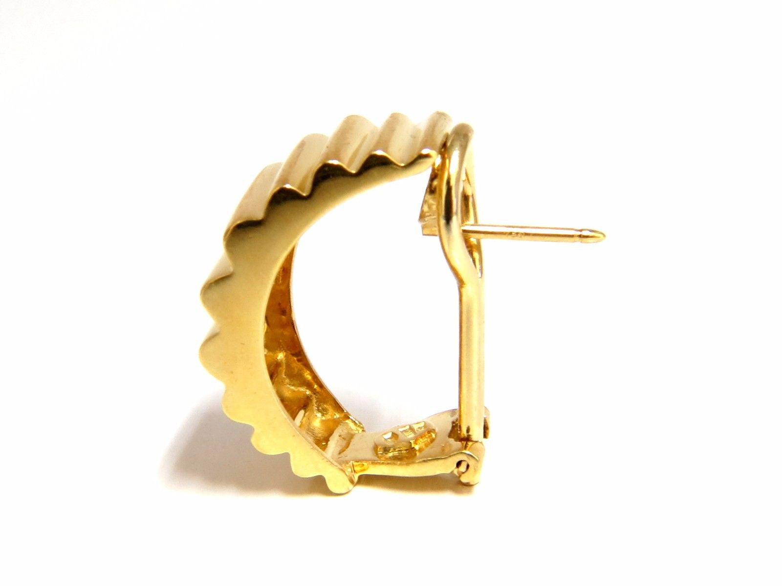 18Kt Gold 3D Regency Deco Grill Omega Back Earrings for Women - Vintage Style Jewelry for Parties, Weddings & Special Occasions