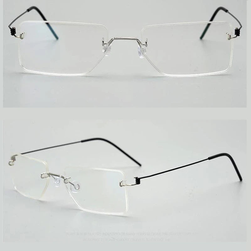 Aimee Unisex Rimless Square Titanium Eyeglasses Frame 4104 - Lightweight Durable Glasses for Work, Reading & Fashion