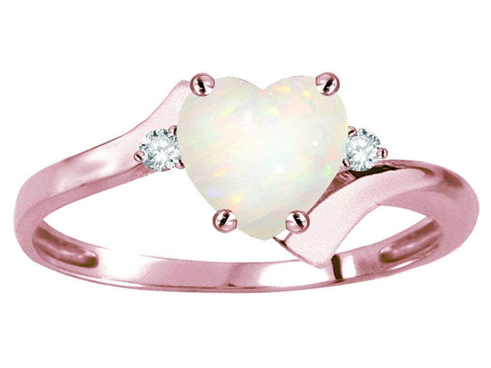Star K 6mm Genuine Opal Heart Shaped Bypass Ring in 10kt Gold - Perfect for Valentine's Day Gifts & Anniversary Jewelry