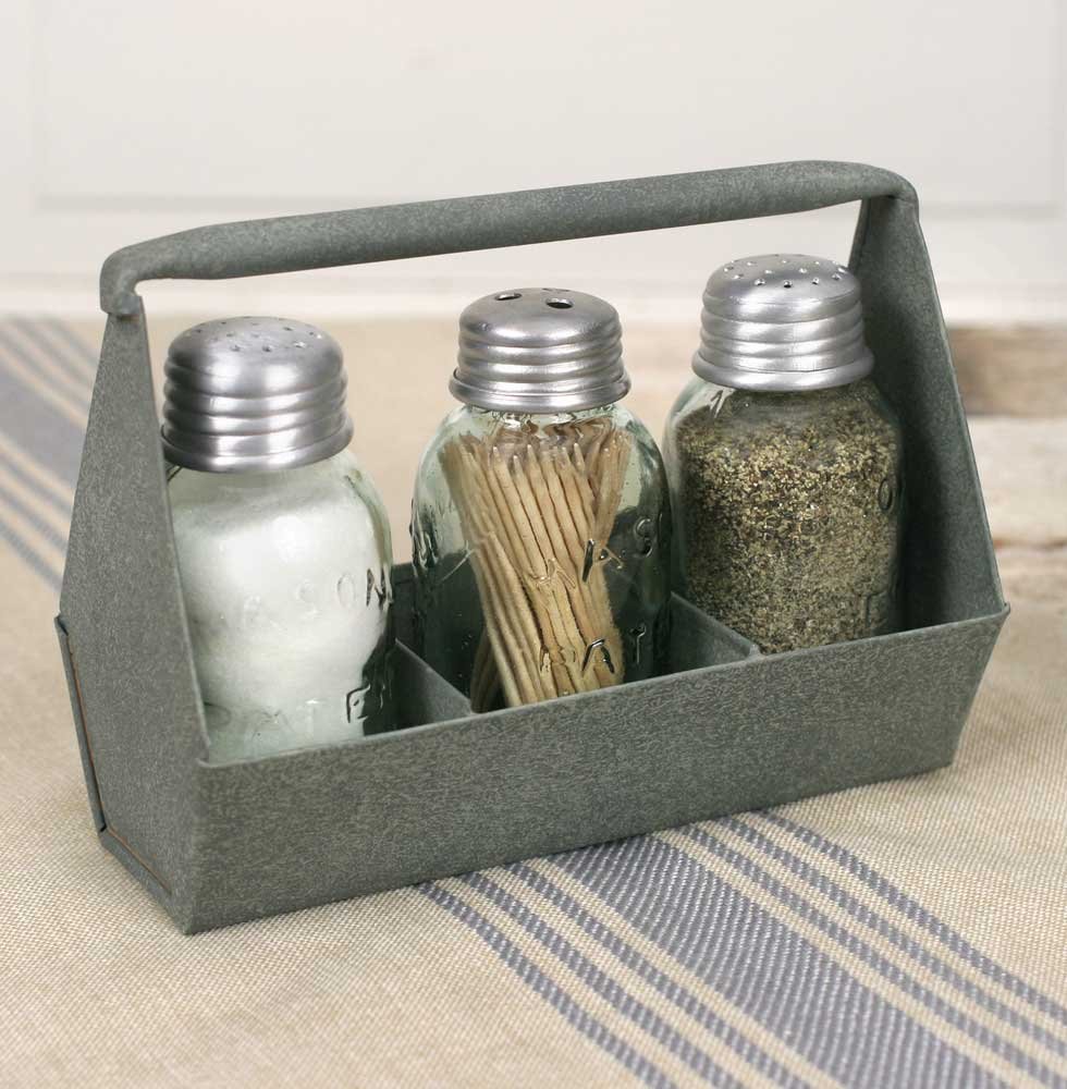 Stainless Steel Toolbox Style Salt and Pepper Caddy - Portable Spice Holder for Camping, BBQ, Picnics & Outdoor Dining