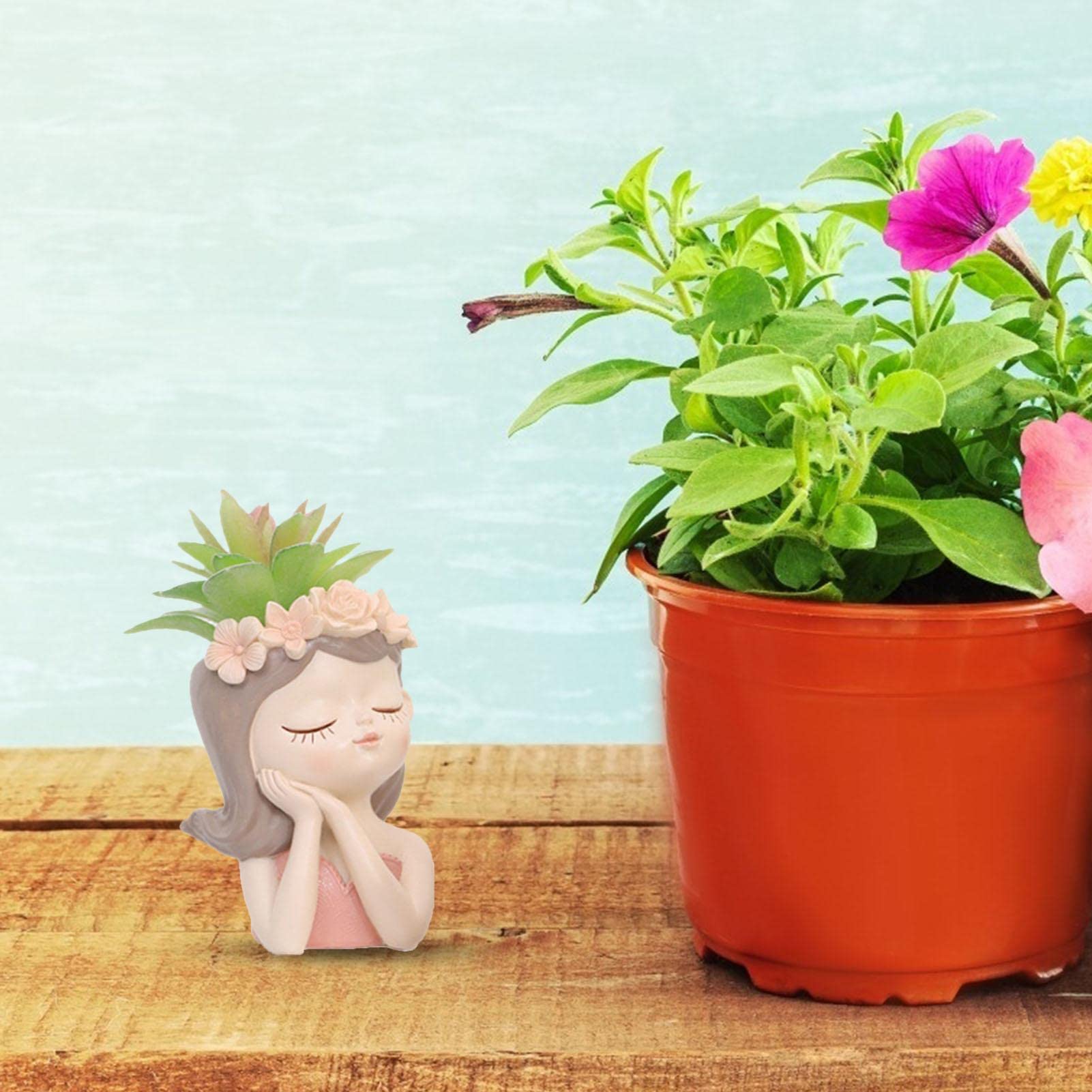Naysku Silicone Flower Pot Mold - DIY Concrete, Clay & Resin Planter Molds for Garden Decor, Soap & Cake Making - Creative Girl Head Flower Pot Design for Home & Craft Projects