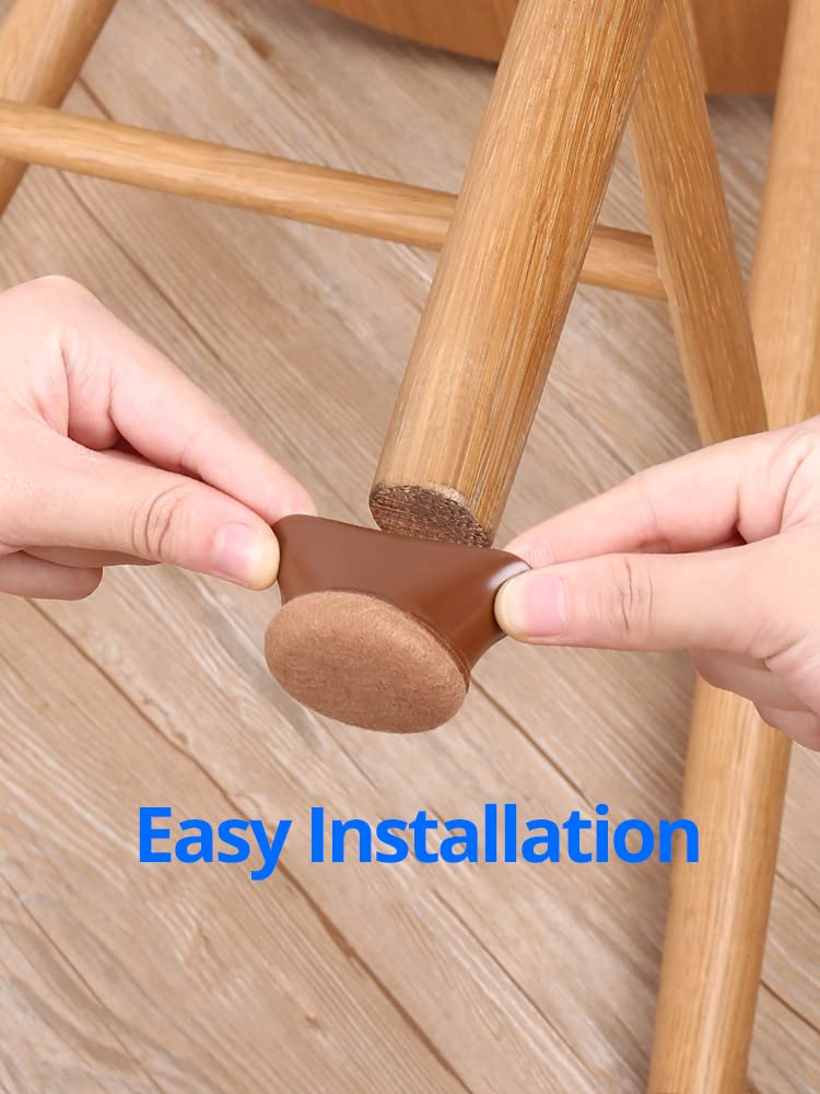 Black Felt Chair Leg Floor Protectors - 8 Pack Furniture Leg Caps for Hardwood Floors (Fits 1.1-1.3 Inch Legs) - Anti-Scratch & Noise Reduction for Dining Chairs, Office Chairs & Home Furniture - Protect Floors from Damage & Scratches
