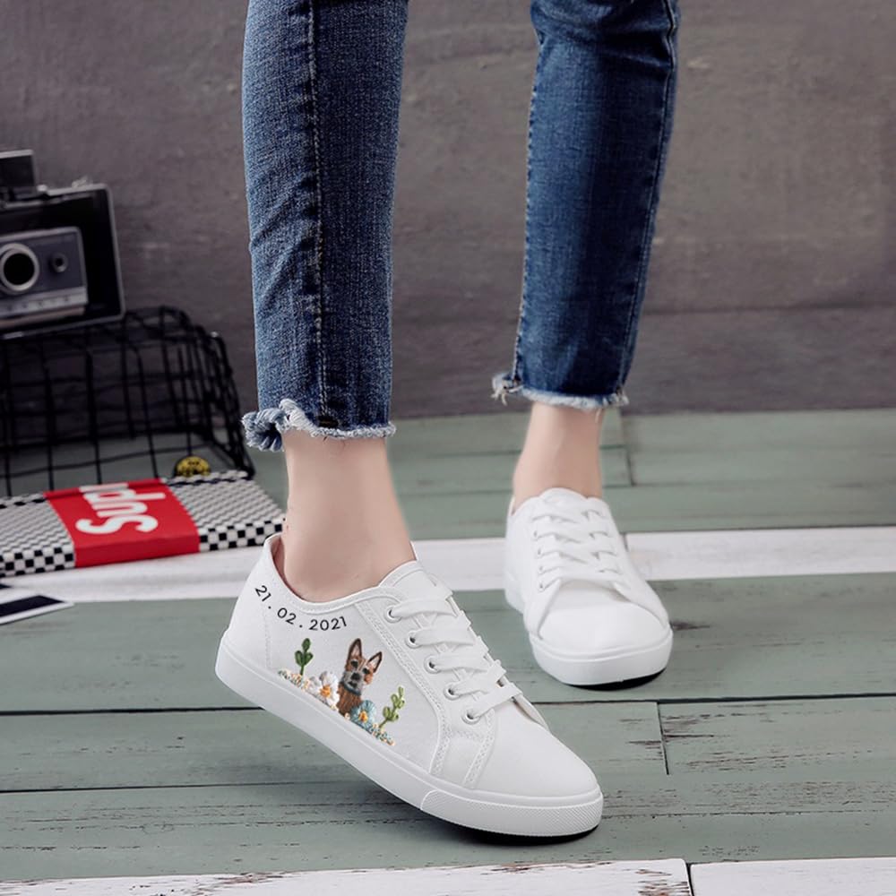 Custom Embroidered Pet Wedding Sneakers for Dogs & Cats | Personalized Bridal Shoes for Women US Size 9 | Handmade Wedding Sneakers for Pets | Perfect for Pet-Inclusive Weddings & Photo Shoots