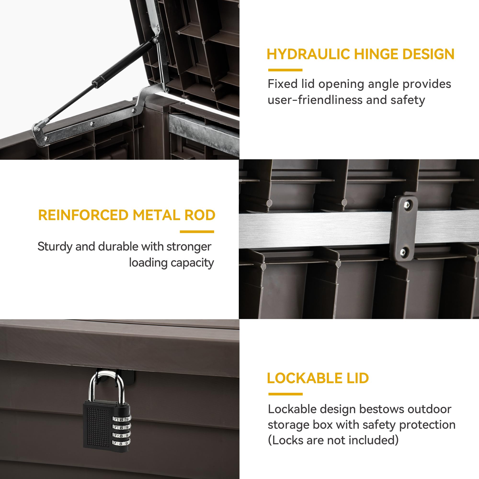DWVO 120 Gallon Outdoor Louver Storage Deck Box - Waterproof, Lockable Resin Deck Box for Patio, Garden & Pool Supplies - Ideal for Storing Outdoor Pillows, Cushions, Tools & Accessories